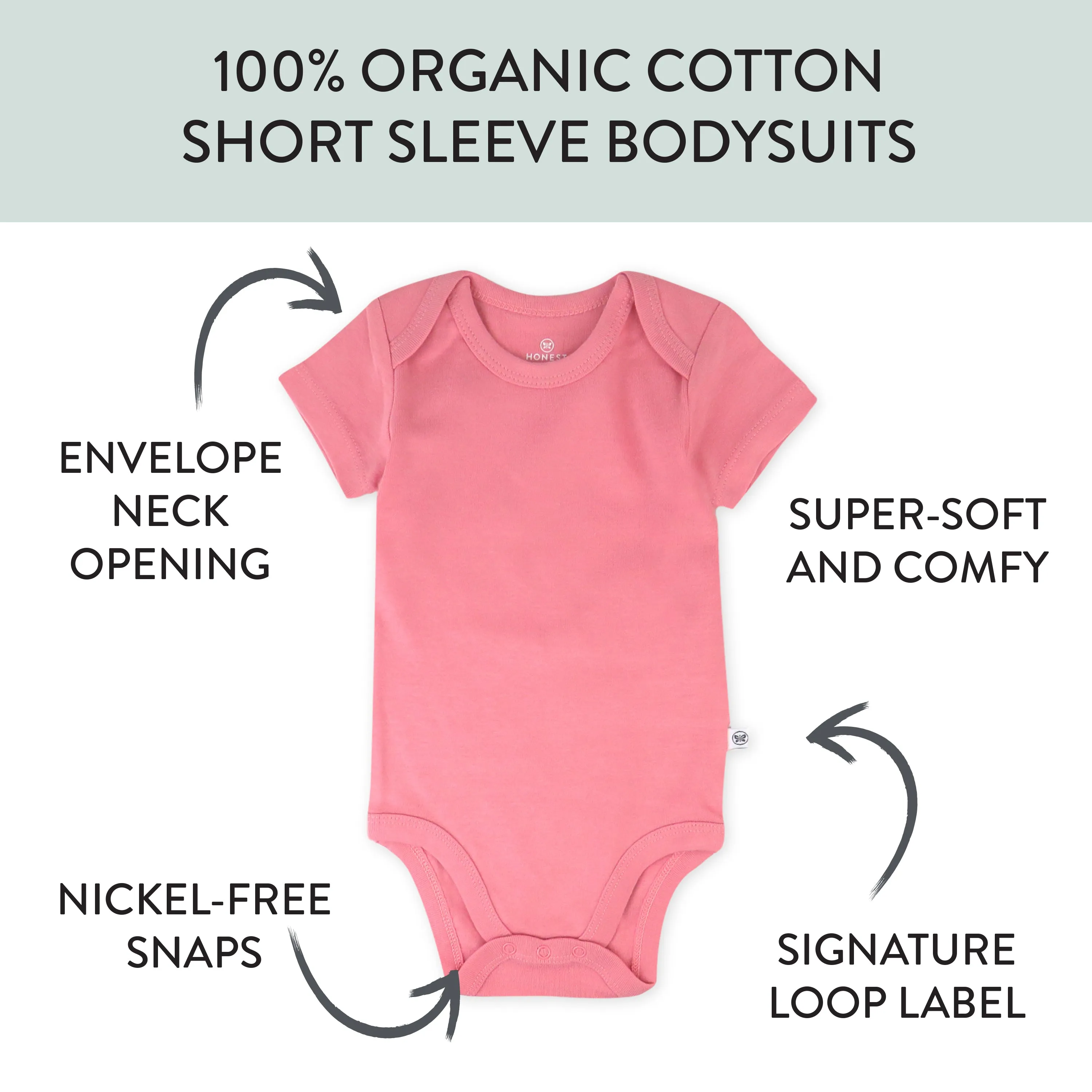 10-Pack Organic Cotton Short Sleeve Bodysuits