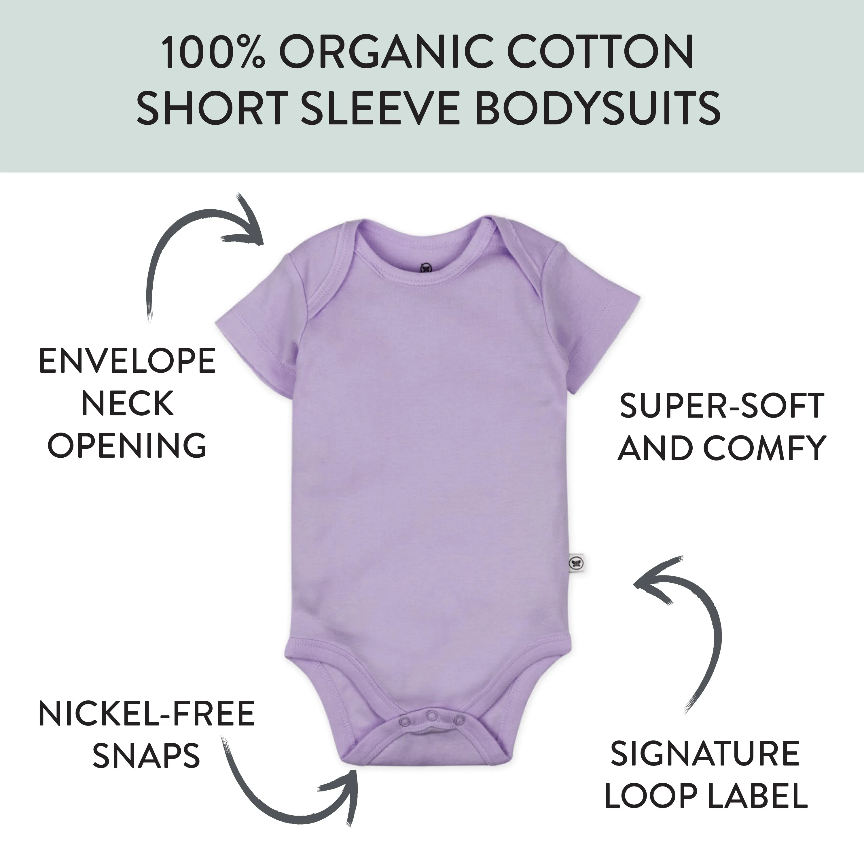 10-Pack Organic Cotton Short Sleeve Bodysuits