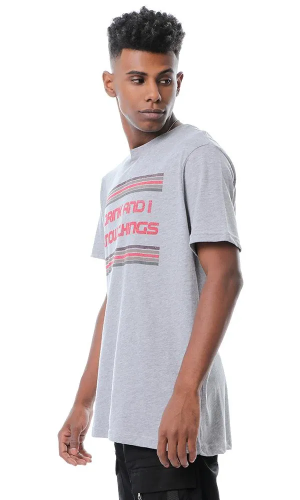 54091 Front Print Short Sleeves Heather Grey T-Shirt