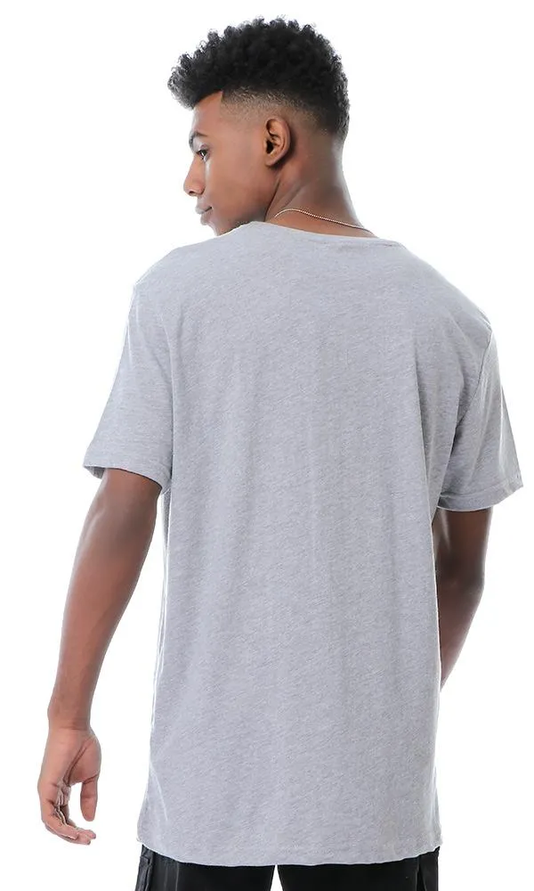 54091 Front Print Short Sleeves Heather Grey T-Shirt