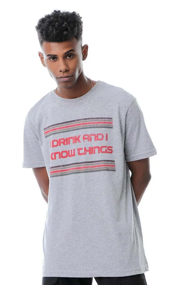 54091 Front Print Short Sleeves Heather Grey T-Shirt