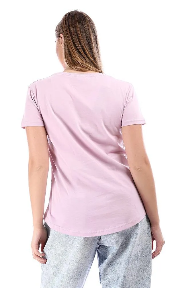 94657 High Low Basic Half Sleeves T-Shirt - Lilac