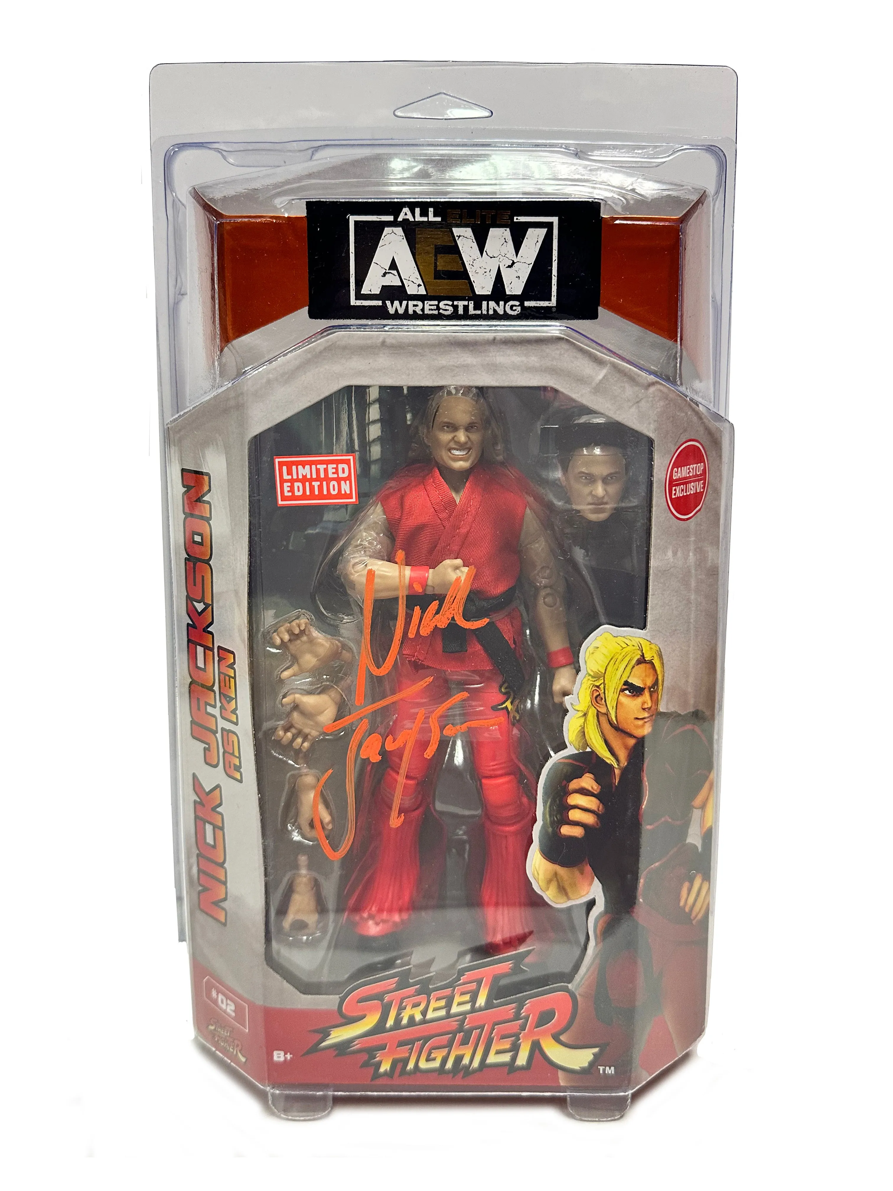 AEW x Street Fighter : Nick Jackson Game Stop Exclusive Figure * Hand Signed *