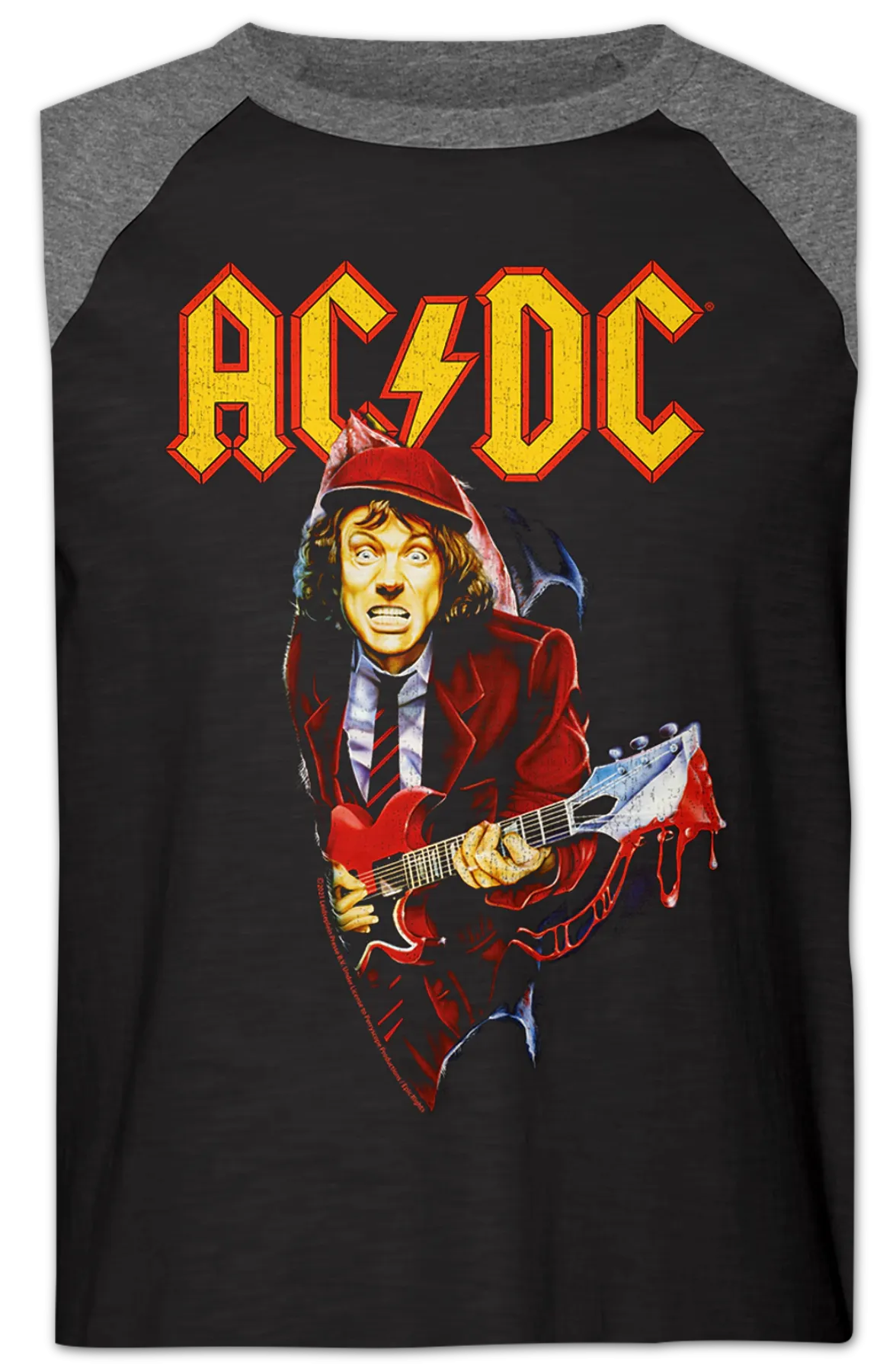 Angus Young Bloody Guitar ACDC Raglan Baseball Shirt