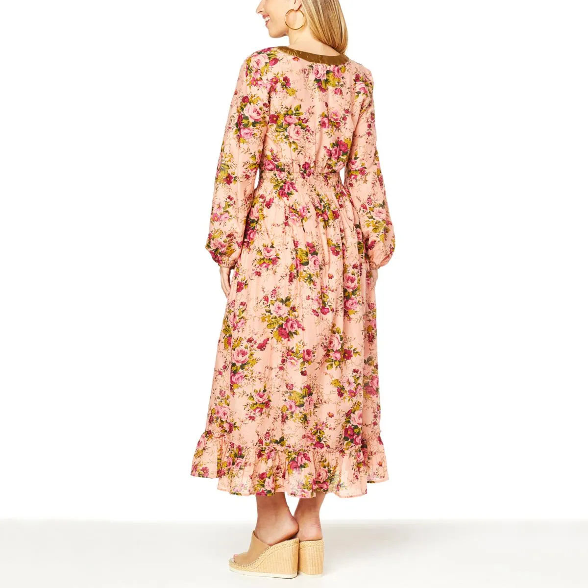 Antique Rose Softness Floral Maxi Dress