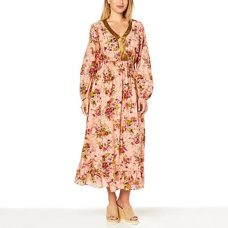 Antique Rose Softness Floral Maxi Dress