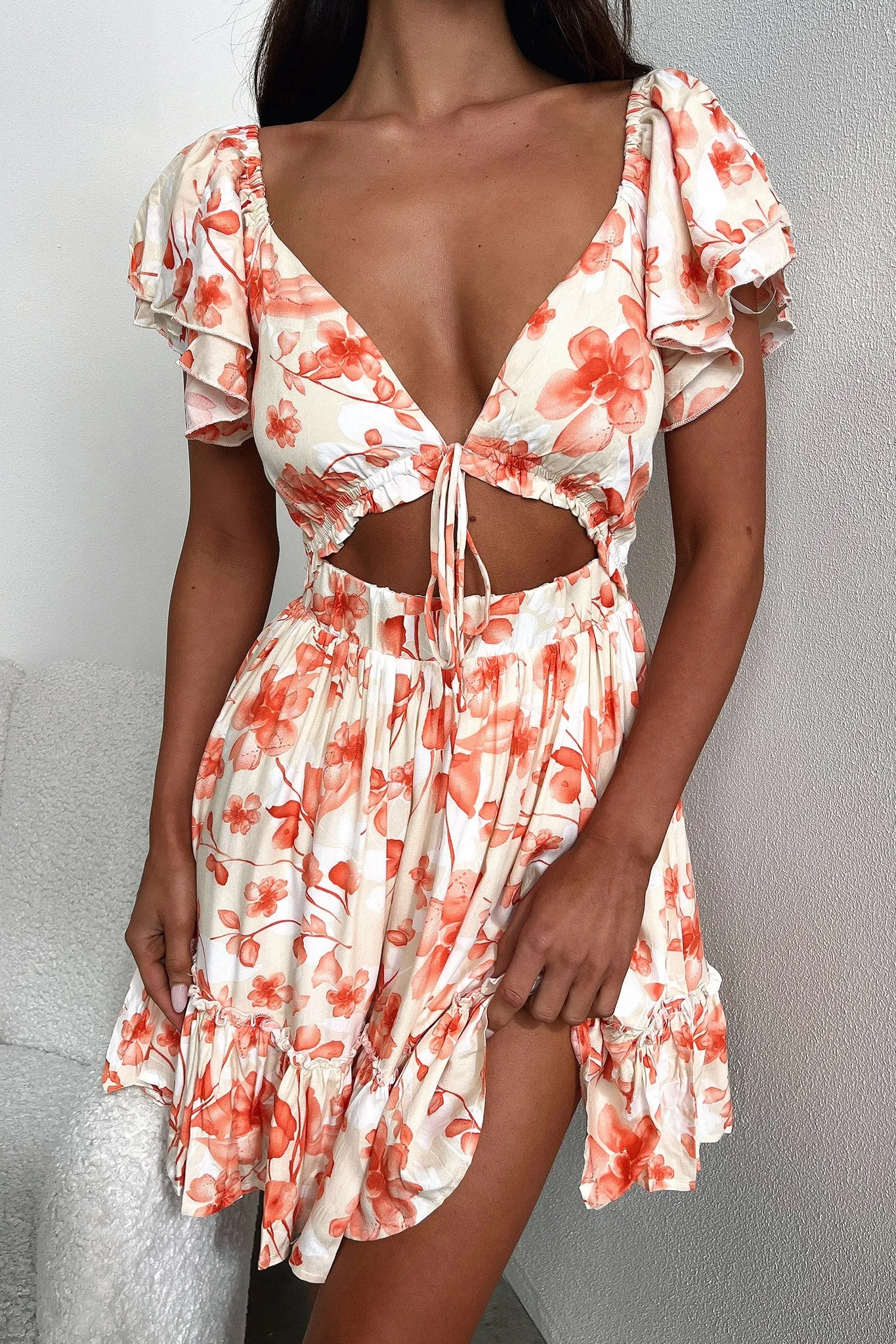 Arielle Dress - Orange Floral