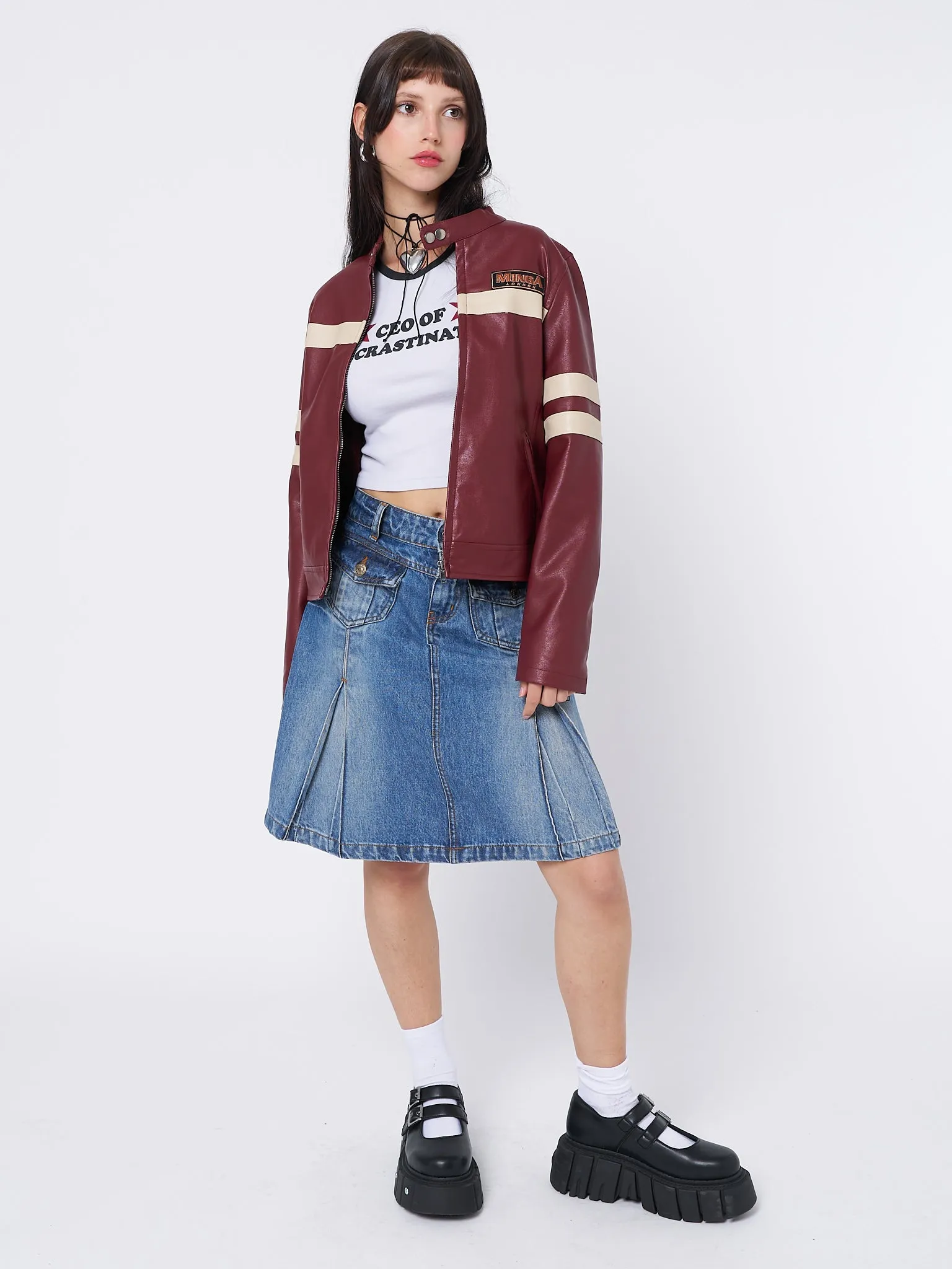 Astrid Denim Pleated Midi Skirt