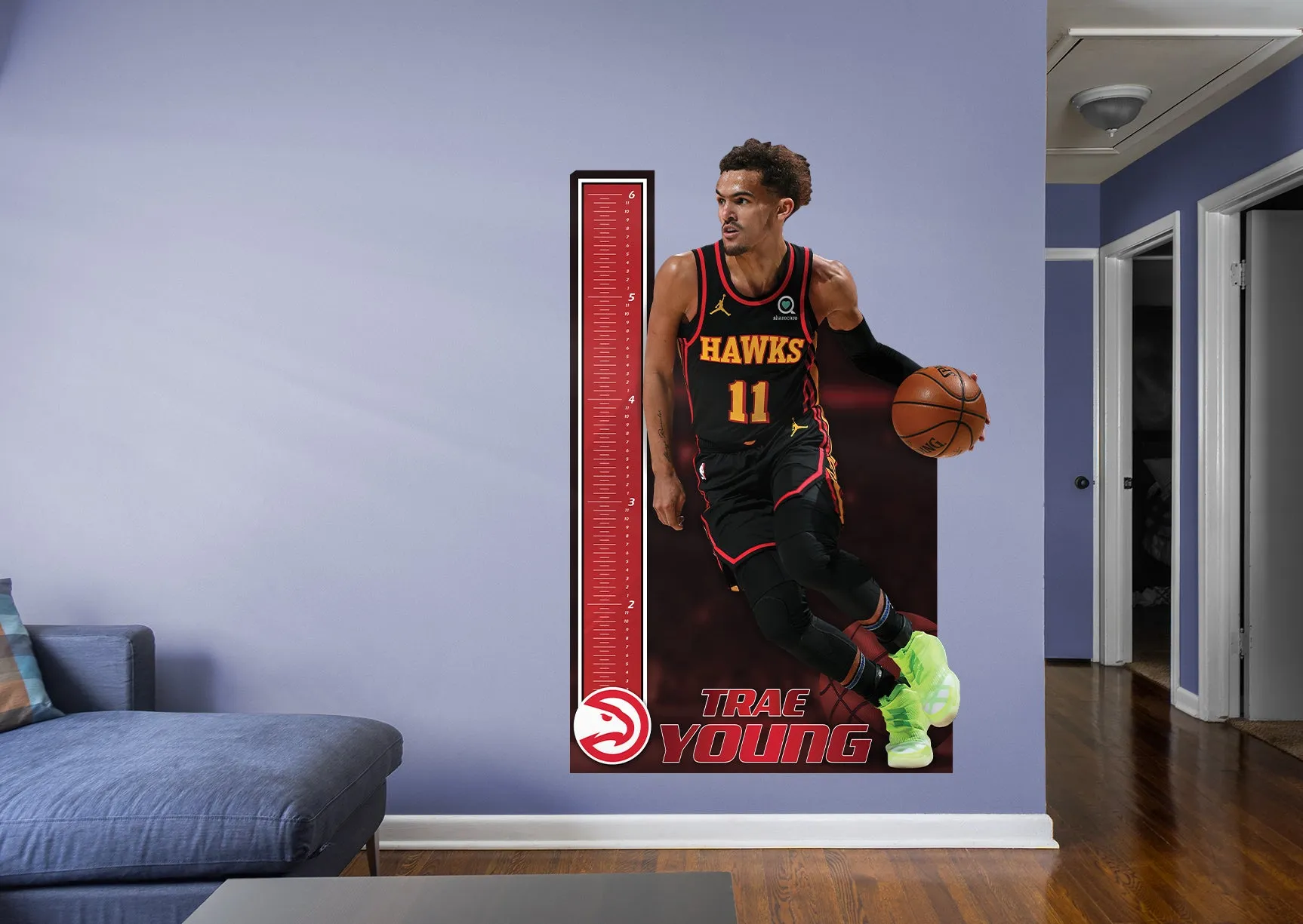 Atlanta Hawks: Trae Young  Growth Chart        - Officially Licensed NBA Removable Wall   Adhesive Decal