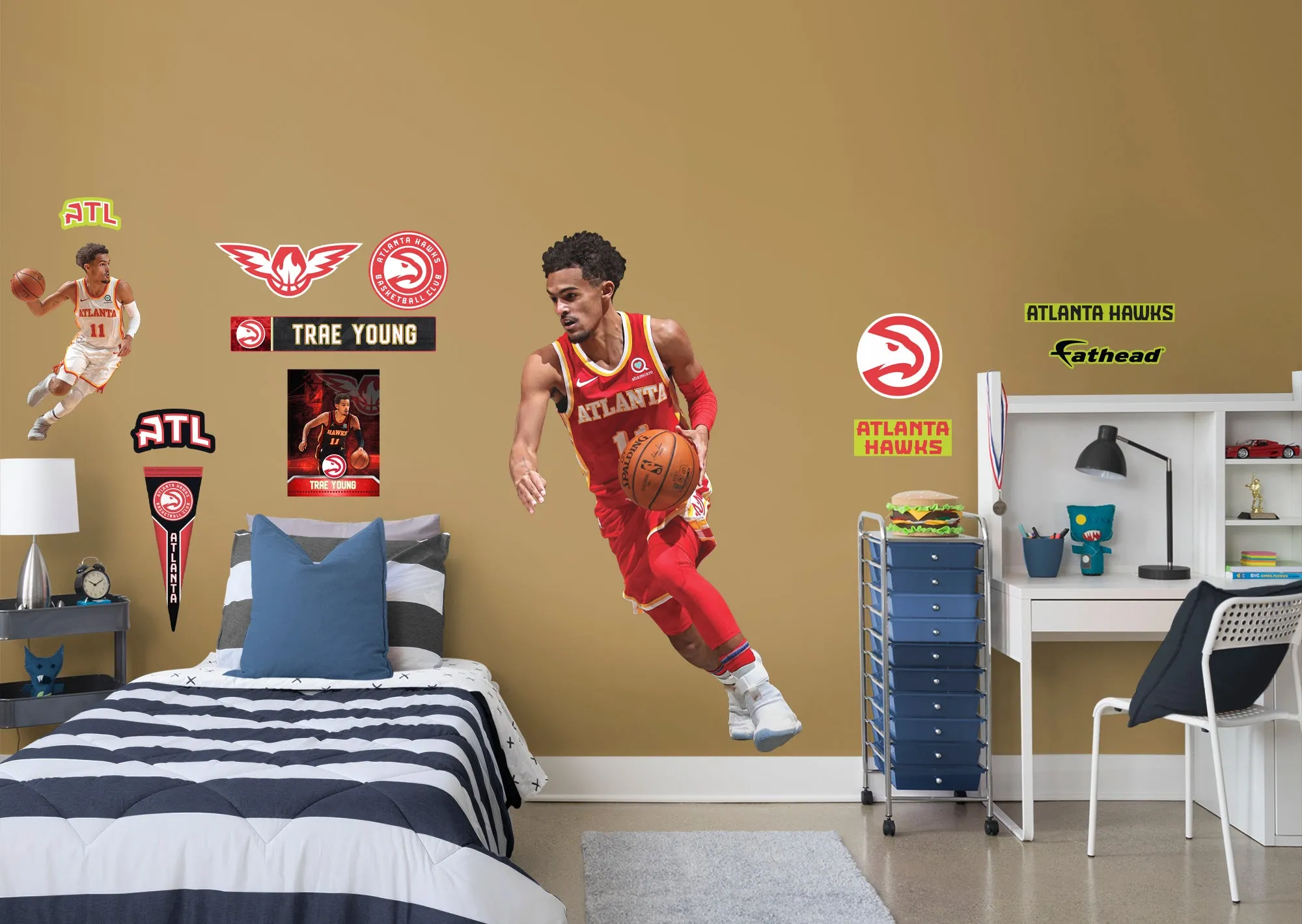 Atlanta Hawks Trae Young  Red Jersey        - Officially Licensed NBA Removable Wall   Adhesive Decal