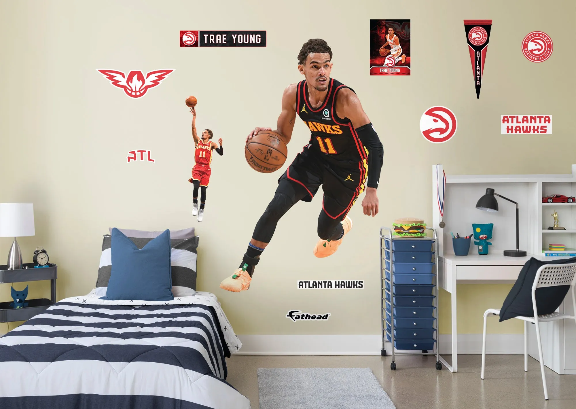 Atlanta Hawks: Trae Young  Statement        - Officially Licensed NBA Removable Wall   Adhesive Decal