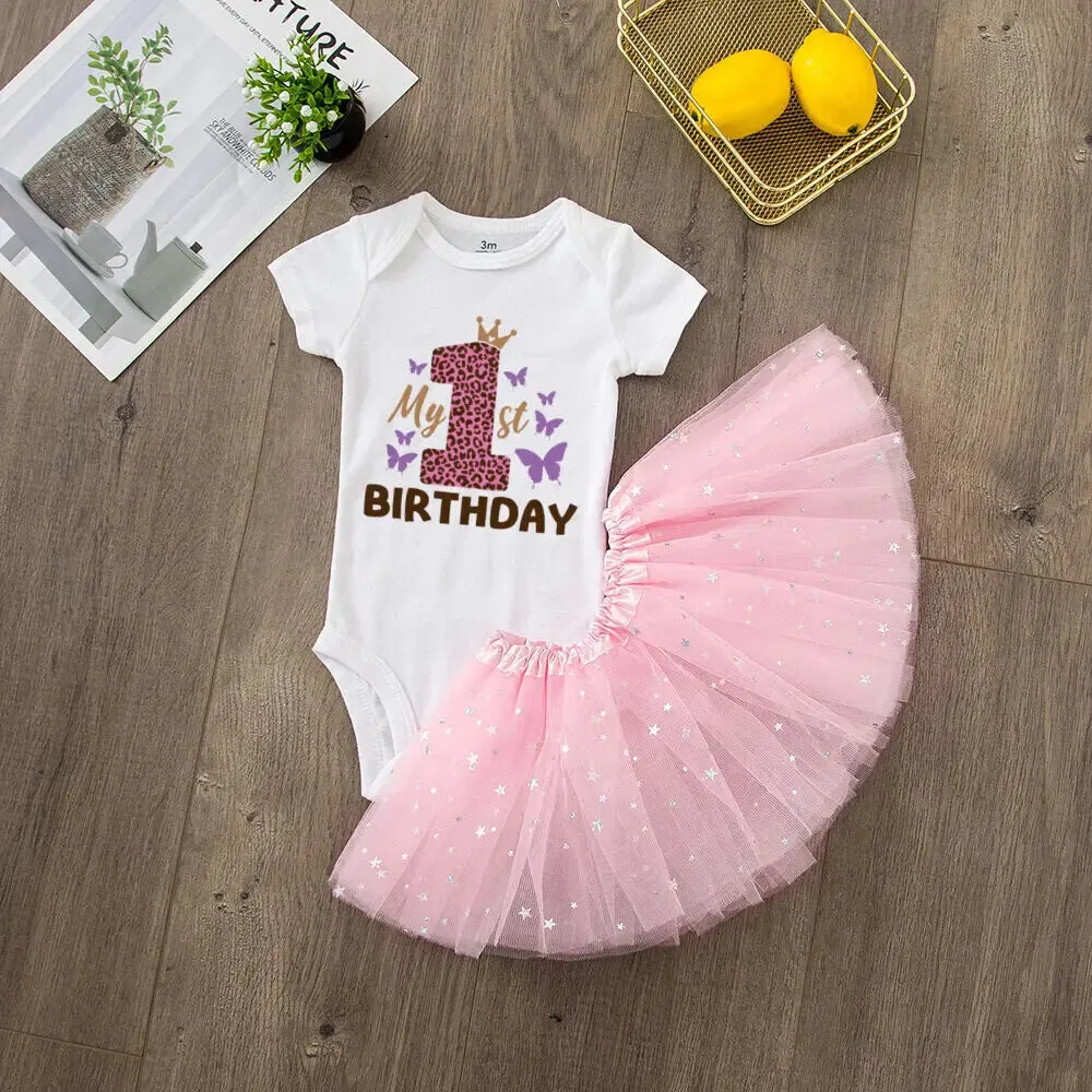 Baby Girl 1st Birthday Outfit Tutu Dress Set