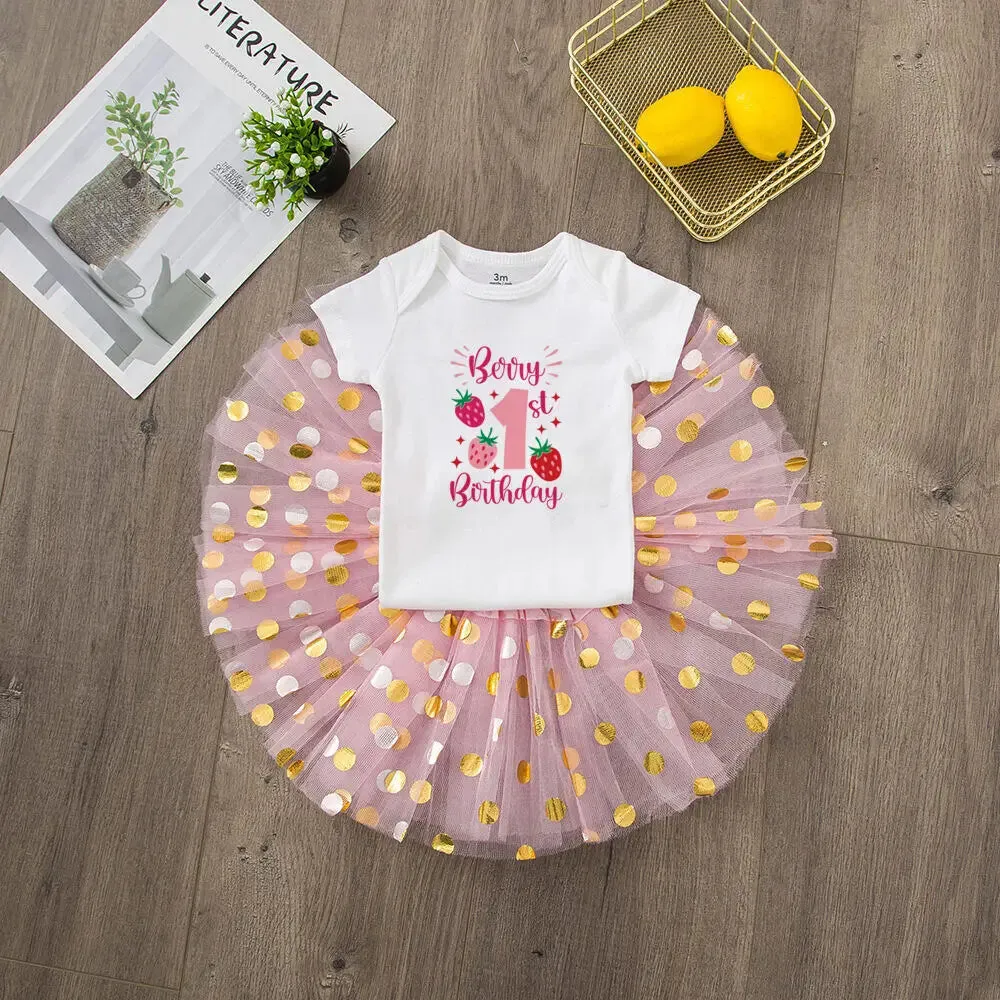 Baby Girl 1st Birthday Outfit Tutu Dress Set