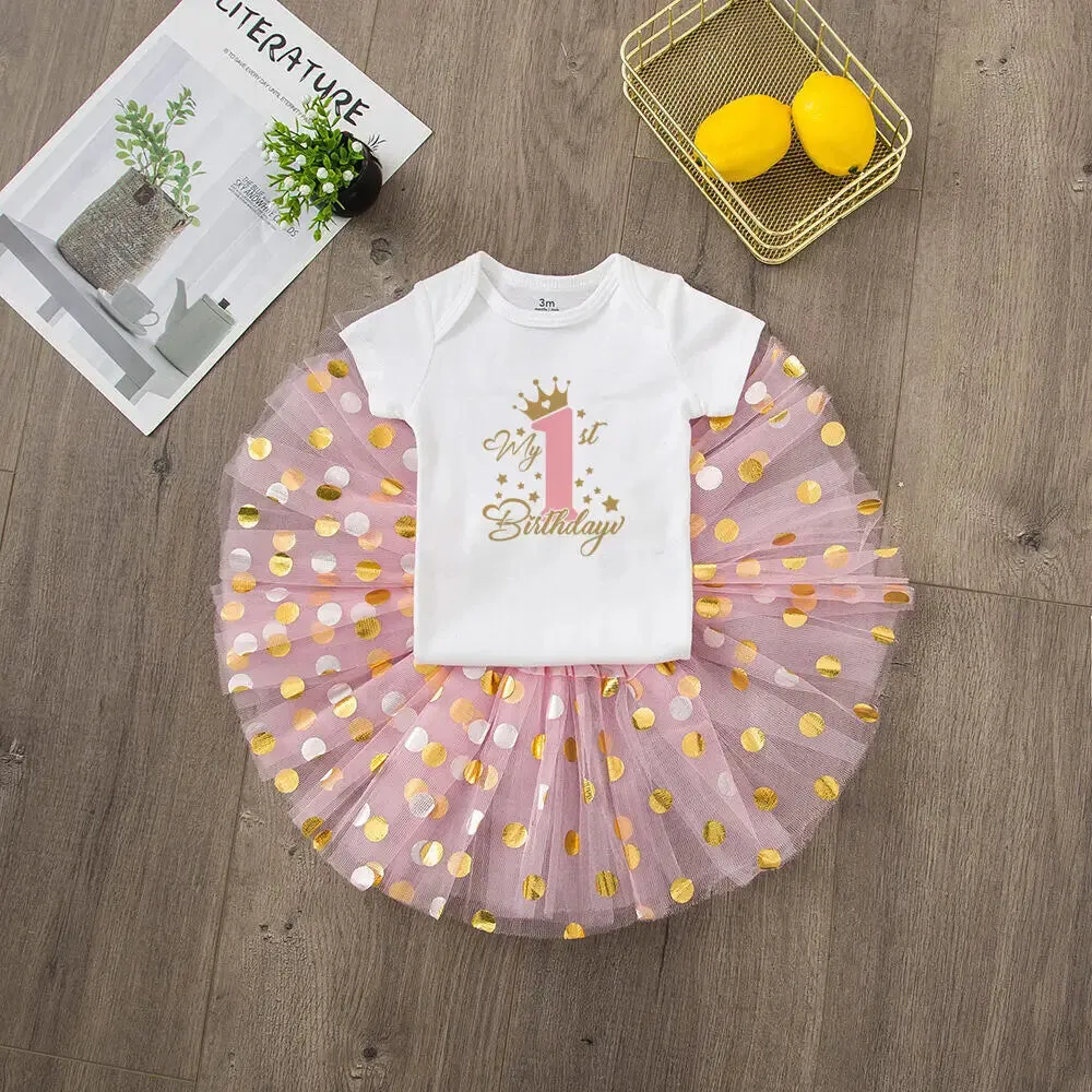 Baby Girl 1st Birthday Outfit Tutu Dress Set