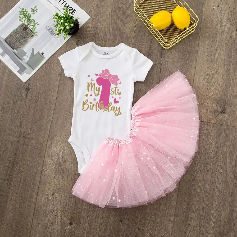 Baby Girl 1st Birthday Outfit Tutu Dress Set