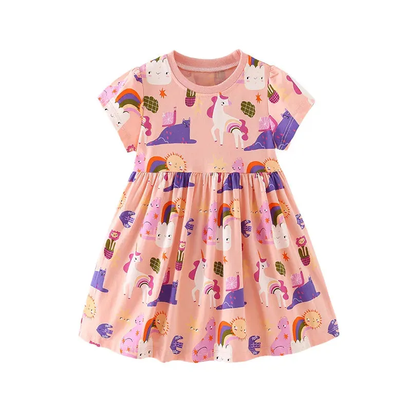 Baby Girl 2-7T Butterfly Unicorn Casual Frock Dress