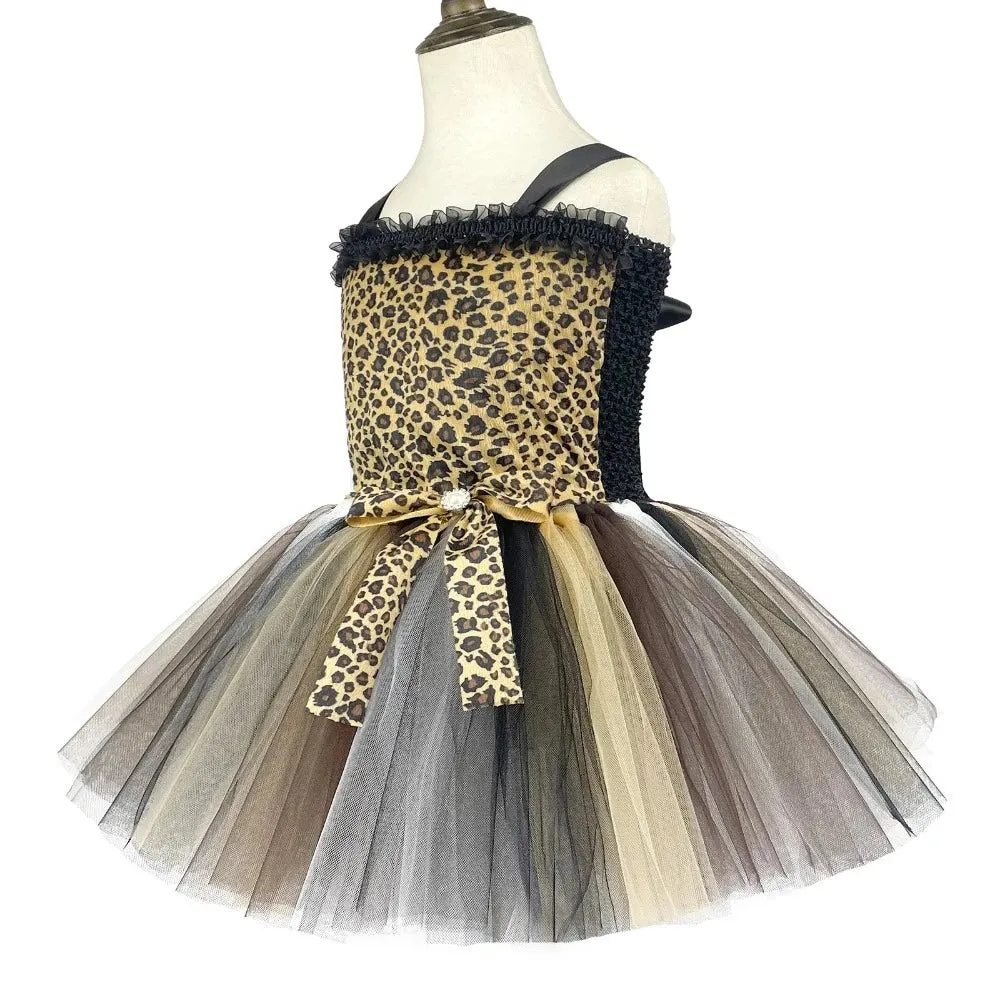 Baby Girl 3D Leopard Tutu Dress Birthday Costume Set