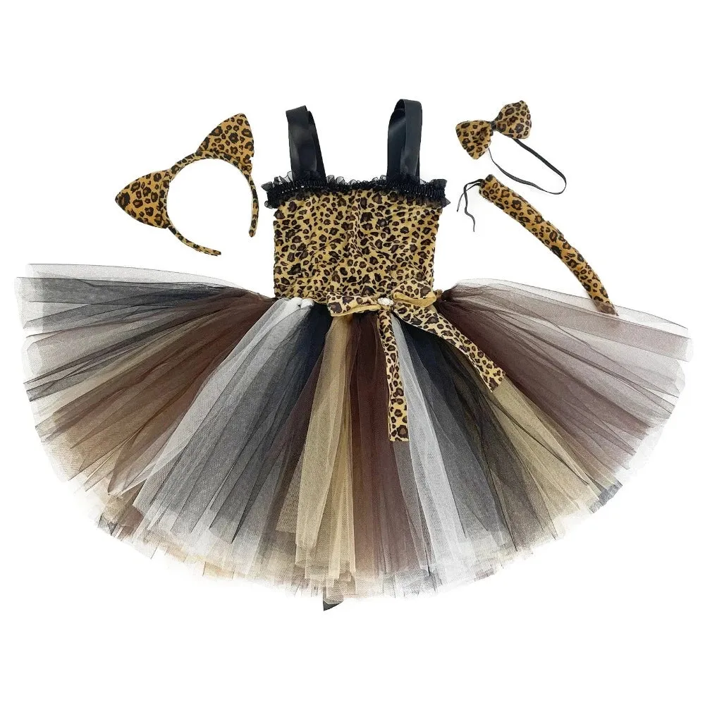 Baby Girl 3D Leopard Tutu Dress Birthday Costume Set