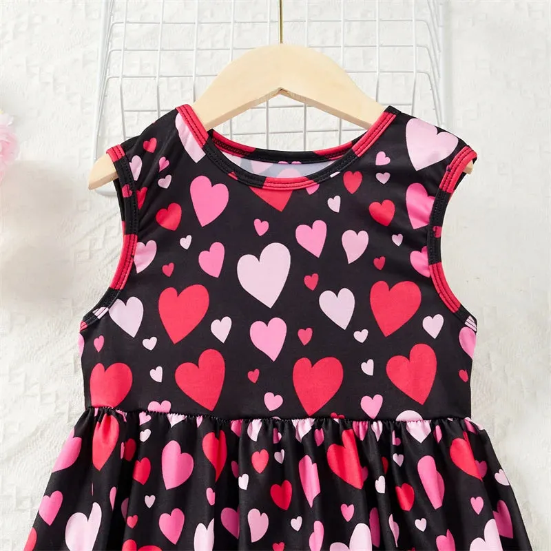 Baby Girl Sleeveless Love Sweet Summer Casual Dress