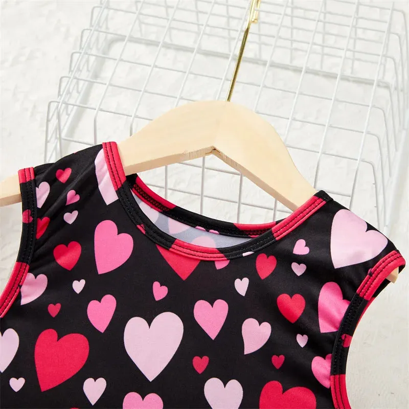 Baby Girl Sleeveless Love Sweet Summer Casual Dress