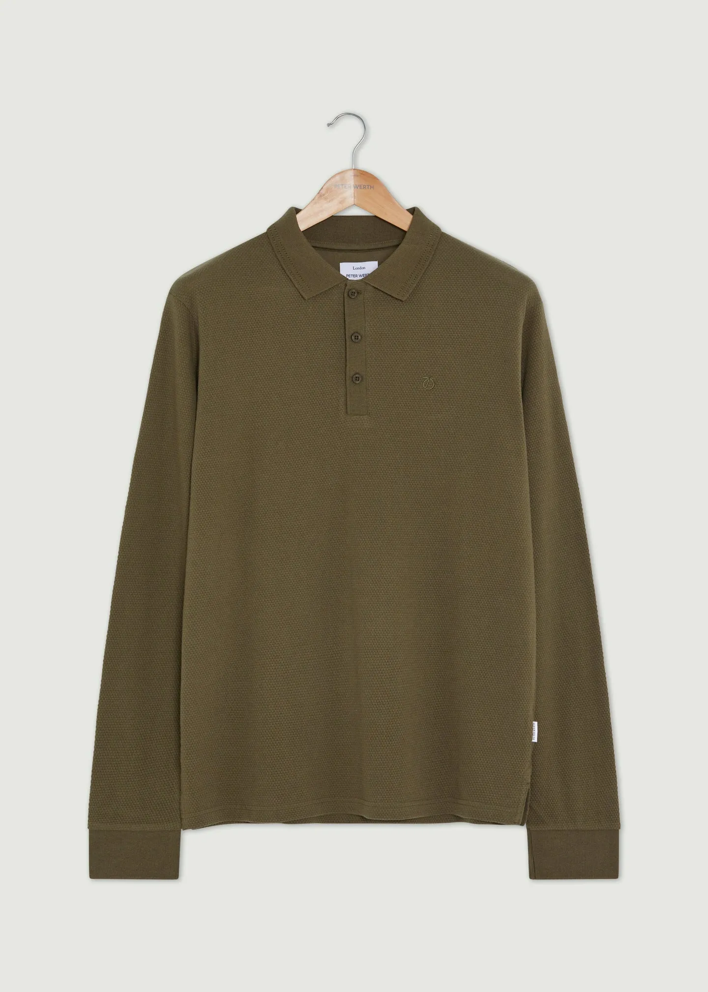 Barone Long Sleeve Polo - Khaki