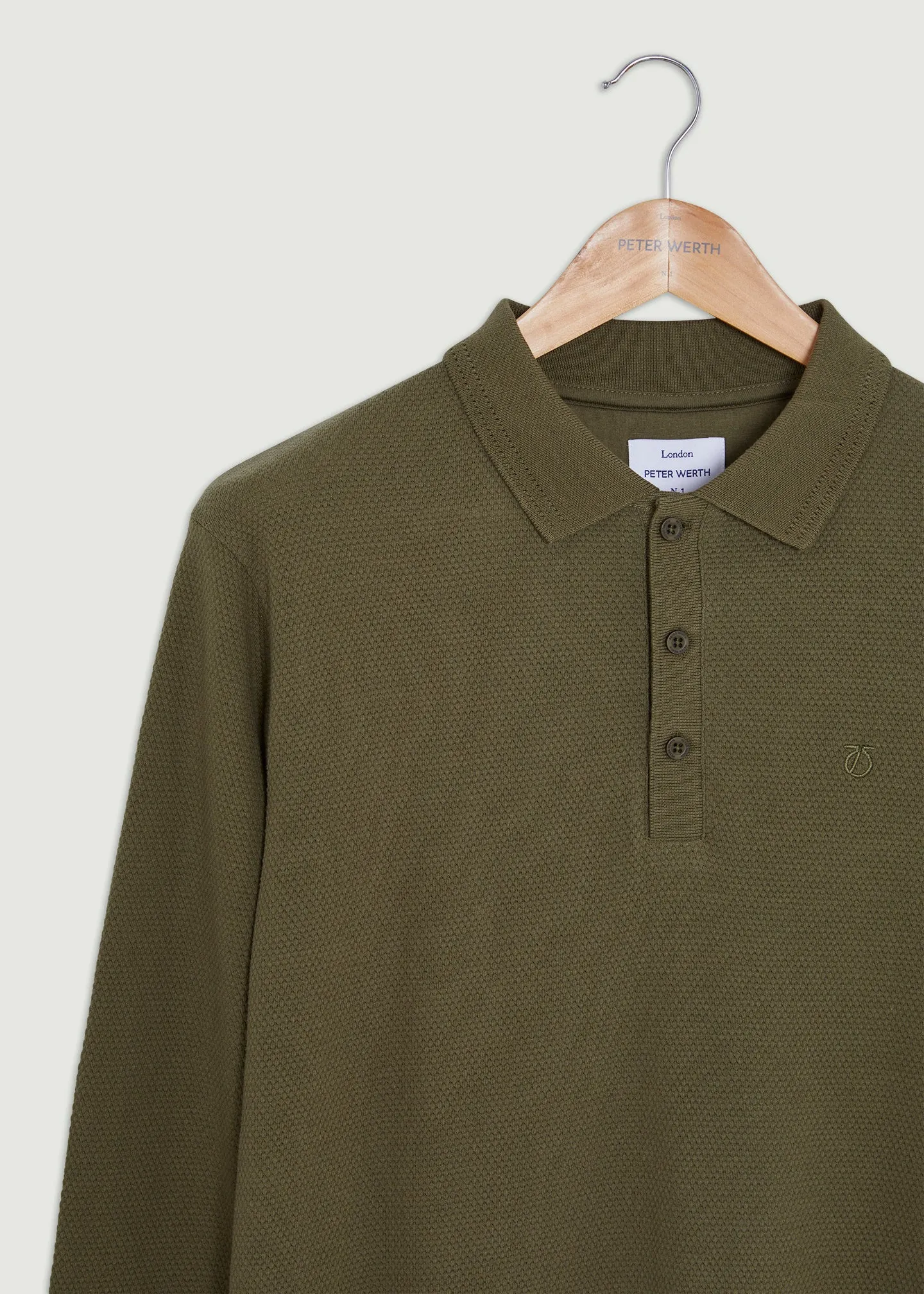 Barone Long Sleeve Polo - Khaki