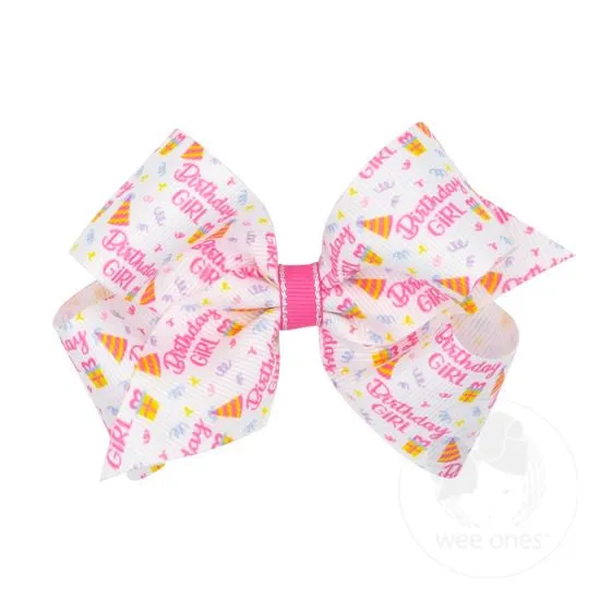 Birthday-themed Printed Grosgrain Hair Bow