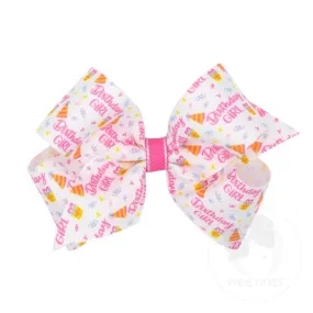 Birthday-themed Printed Grosgrain Hair Bow