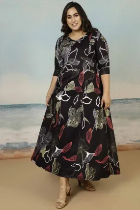 Black Floral Plus Size Dress