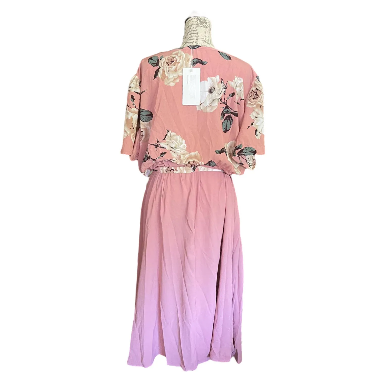 BloomChic Pink Floral Faux Wrap Dress Plus Size 26