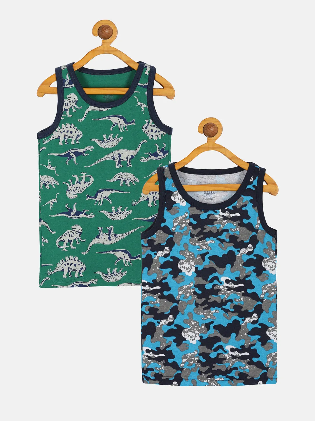 Boys AOP Printed Rib Vest Pack of 2