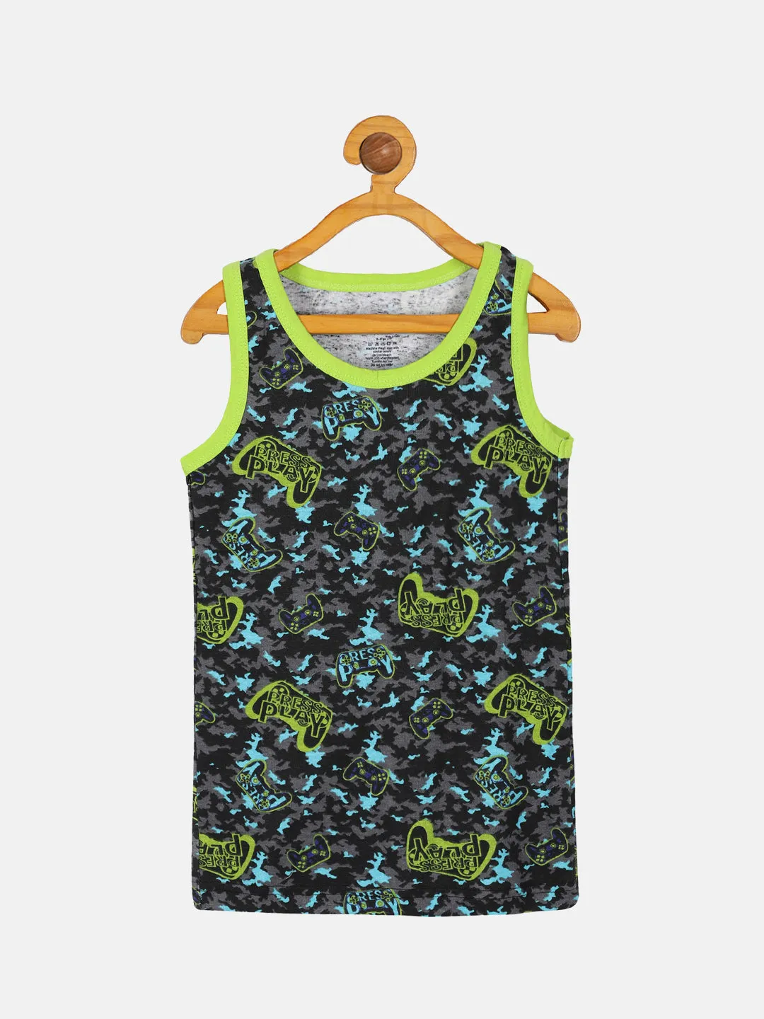 Boys AOP Printed Rib Vest Pack of 2