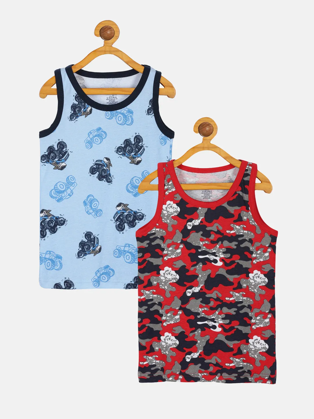 Boys AOP Printed Rib Vest Pack of 2