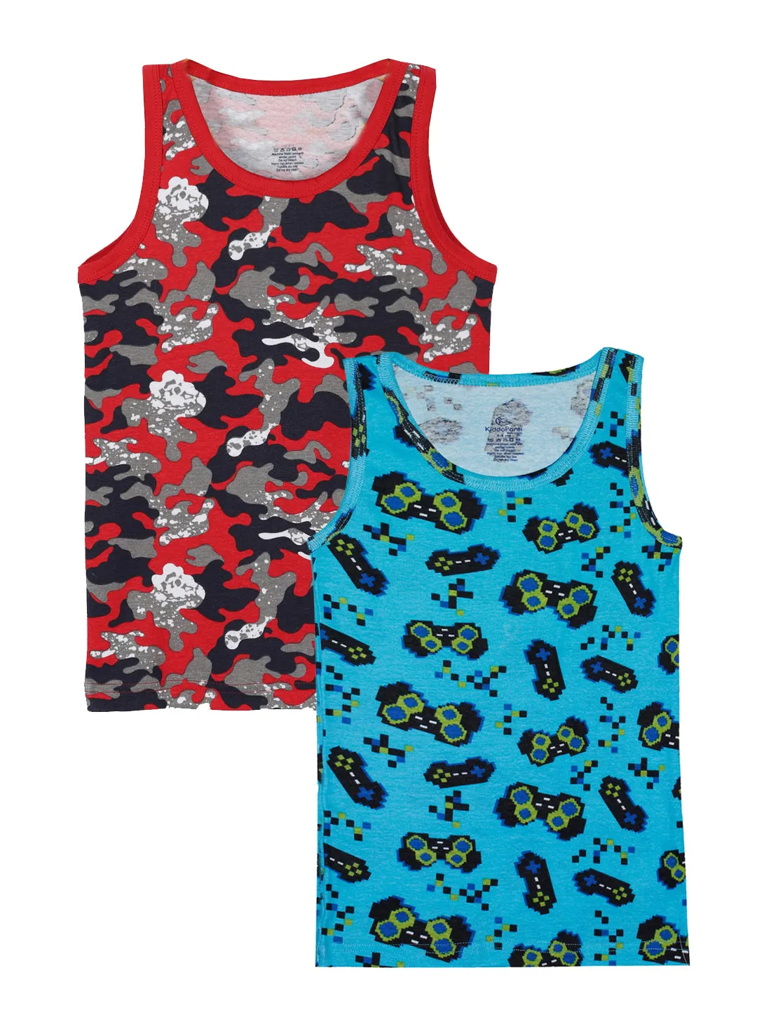 Boys AOP Printed Rib Vest Pack of 2