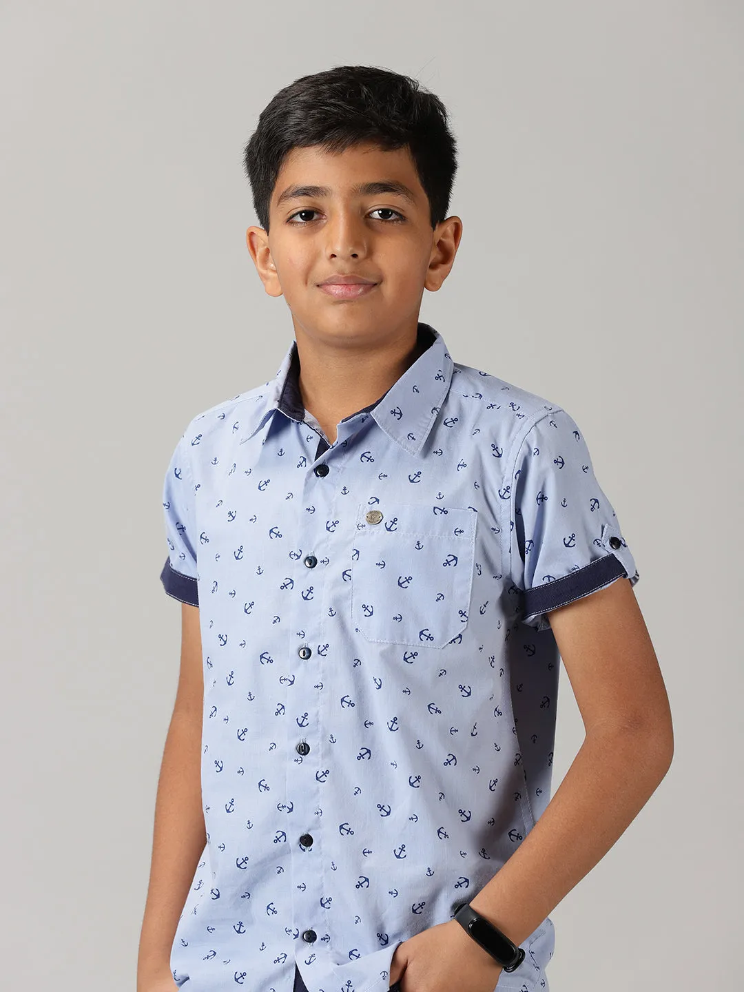 Boys Half Sleeve Printed Shirts & Denim Shorts Set