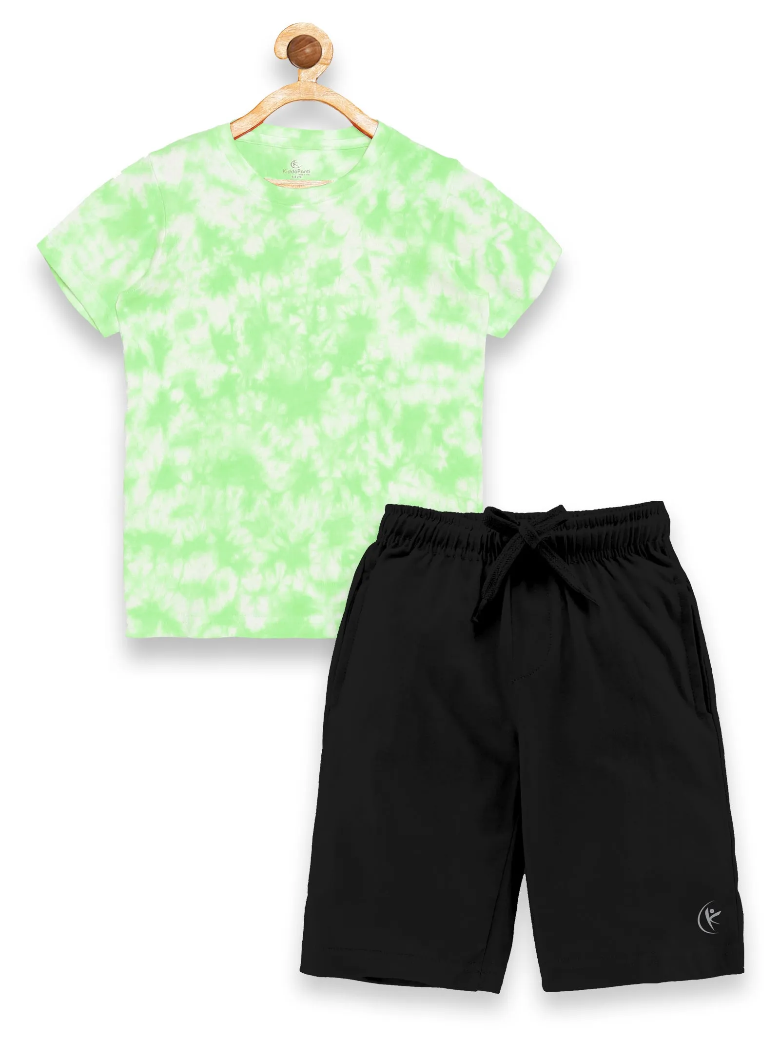 Boy's Half Sleeve Tie & Dye T-Shirt & Knee length Basic Short Set