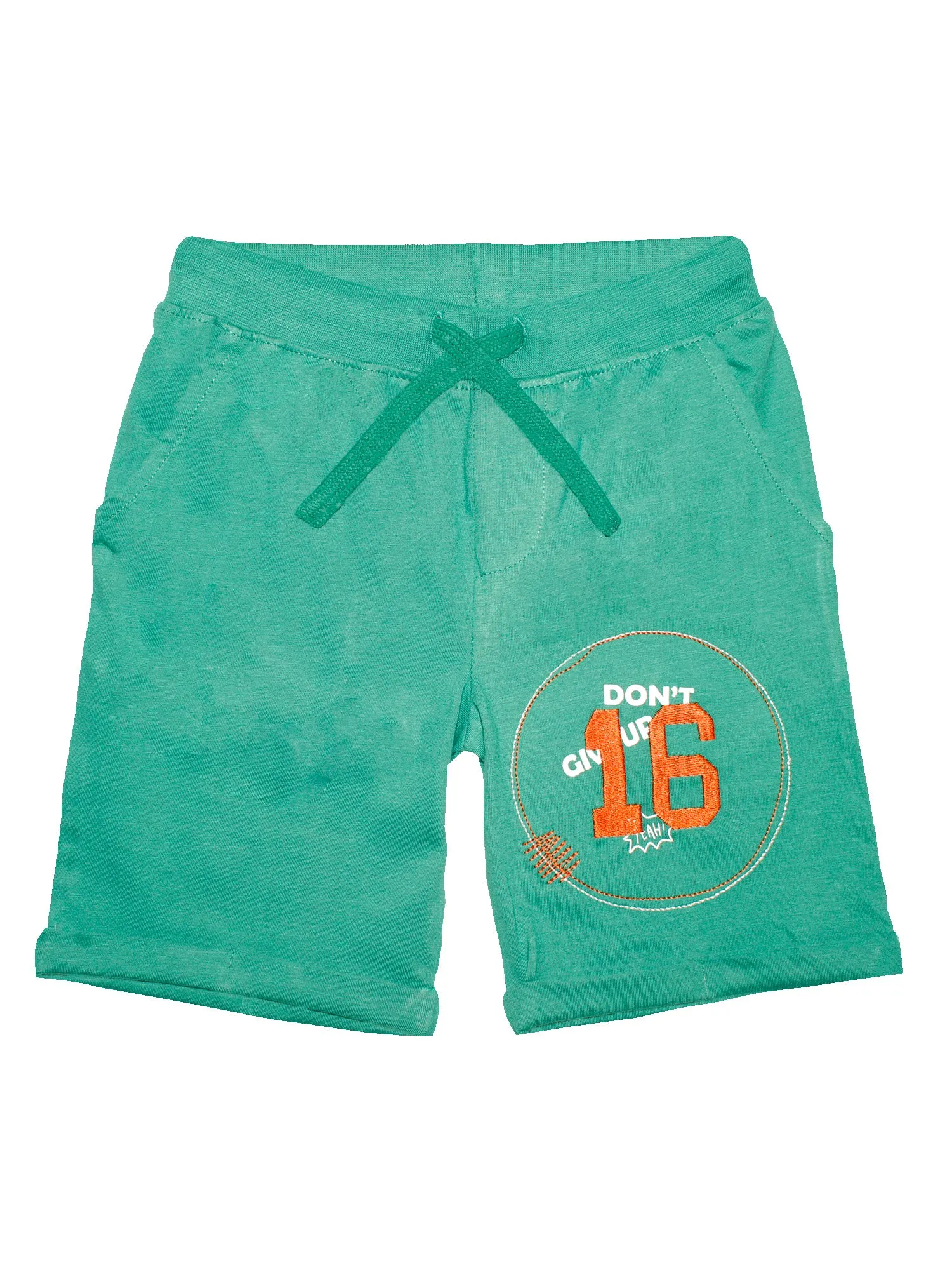 Boys Pull on Shorts with roll up hem & applique - Pack of 2