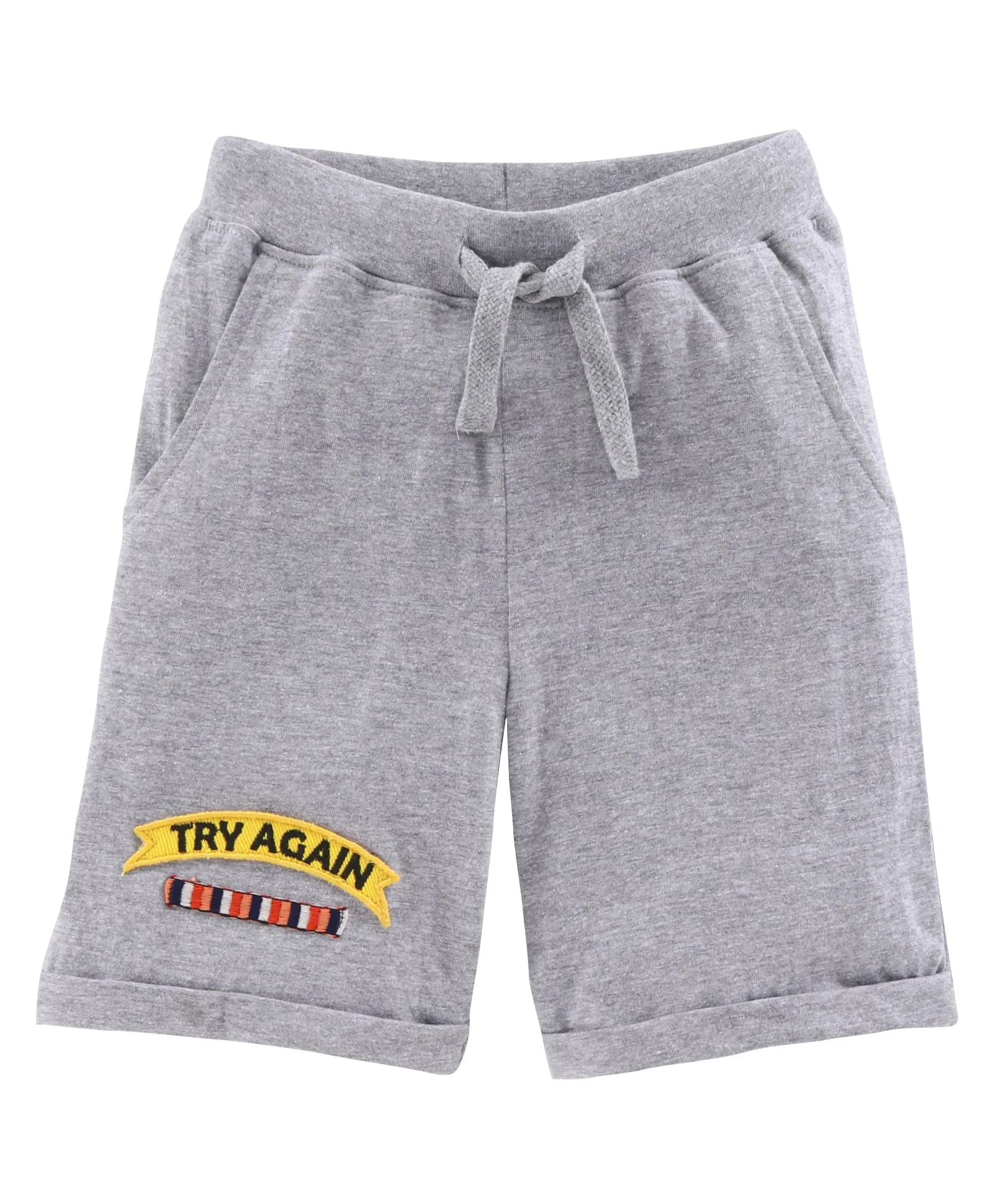 Boys Pull on Shorts with roll up hem & applique - Pack of 2