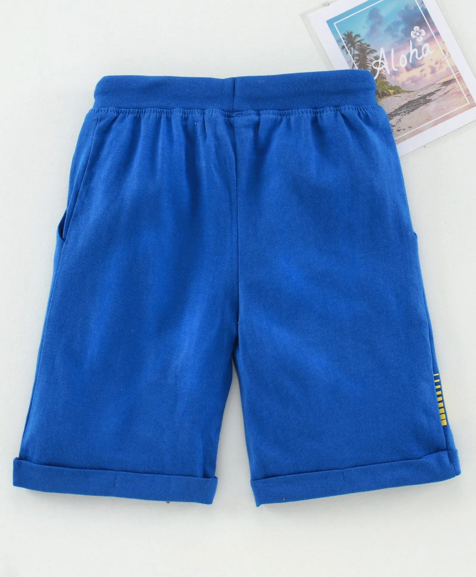 Boys Pull on Shorts with roll up hem & applique