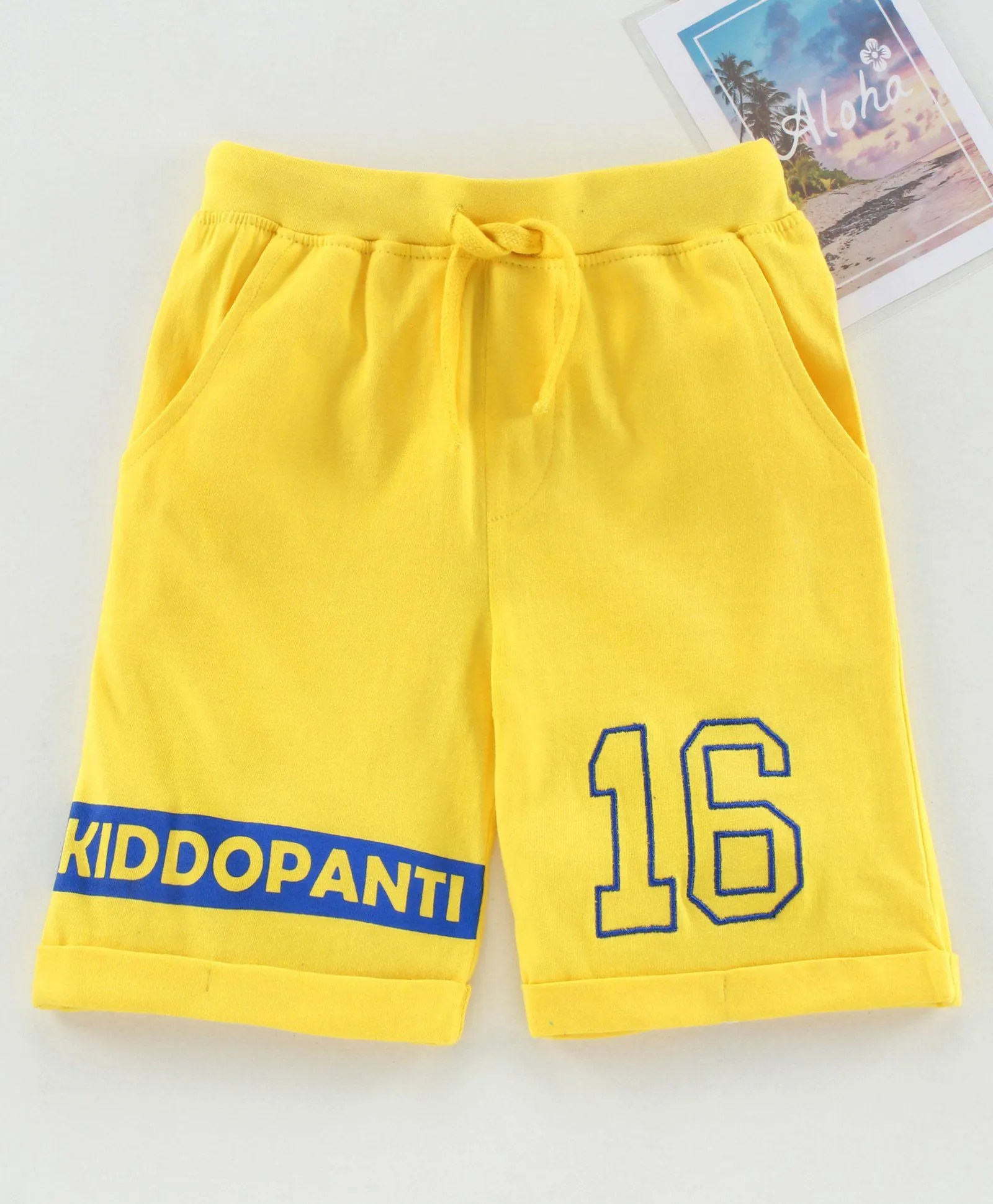 Boys Pull on Shorts with roll up hem & applique