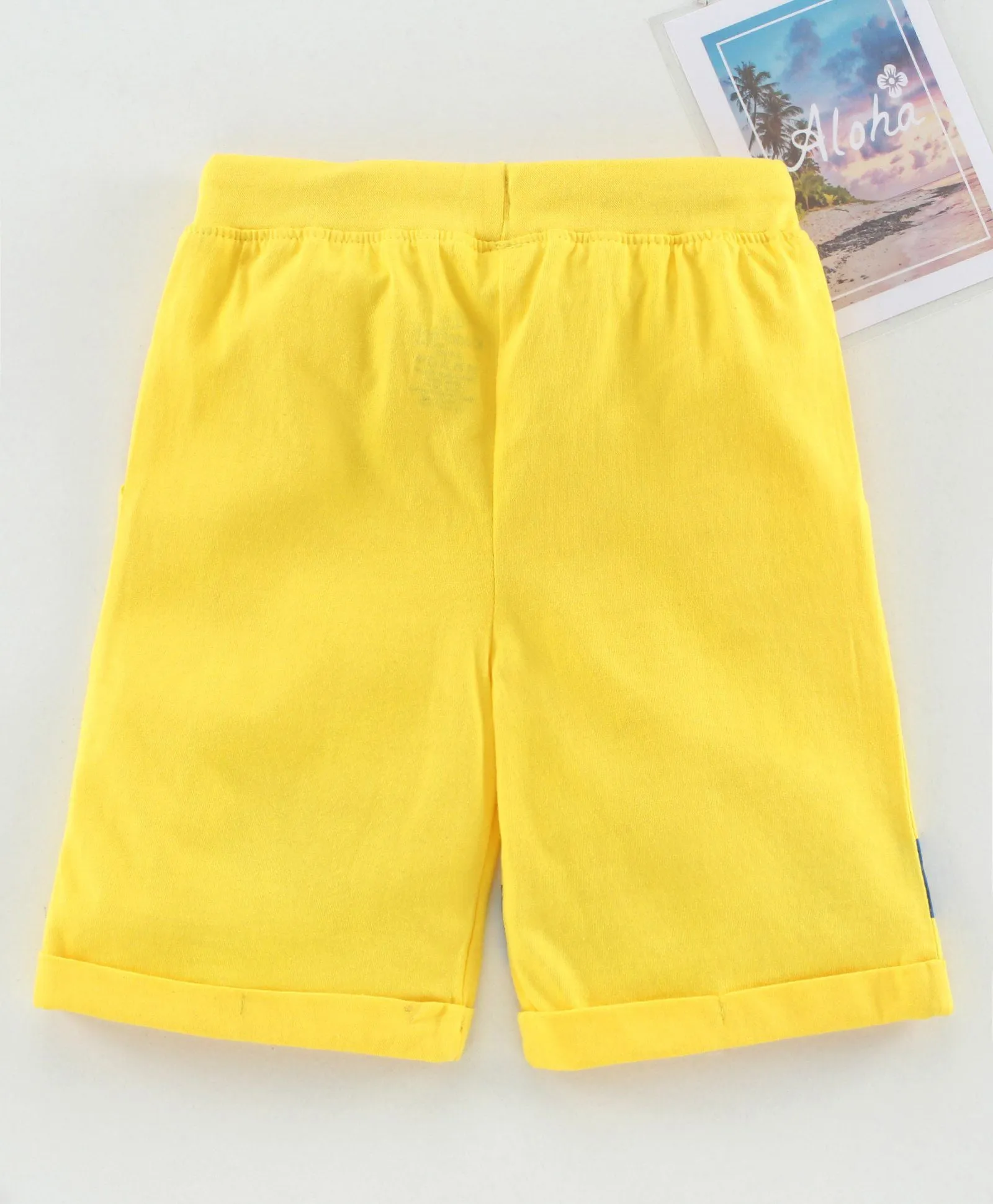 Boys Pull on Shorts with roll up hem & applique