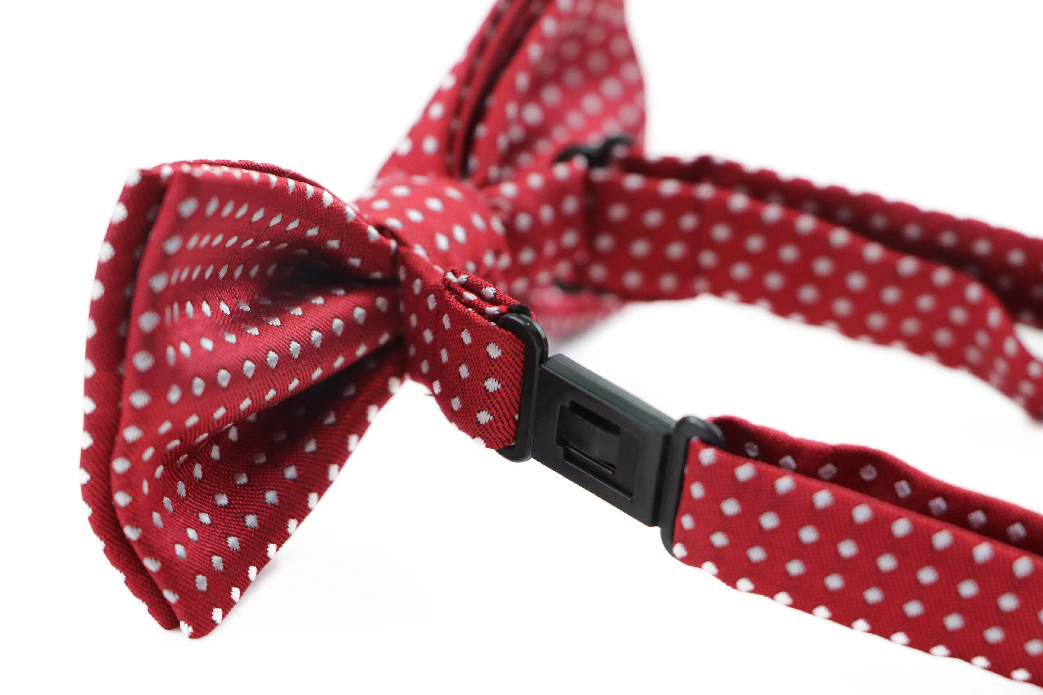 Boys Red Bow Tie With White Polka Dots