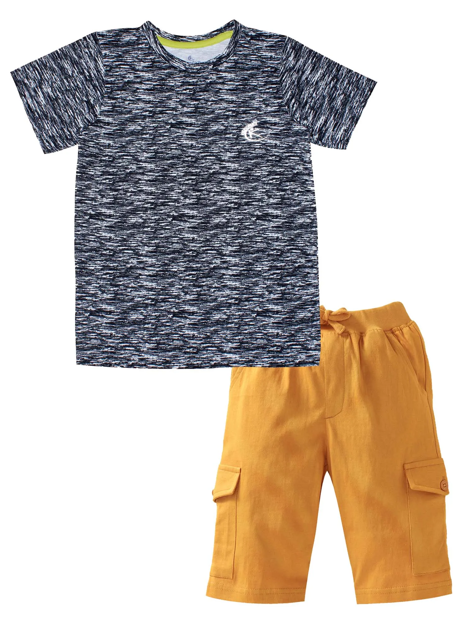 Boys Round Neck Half Sleeve Tee & Knit Cargo Short Set