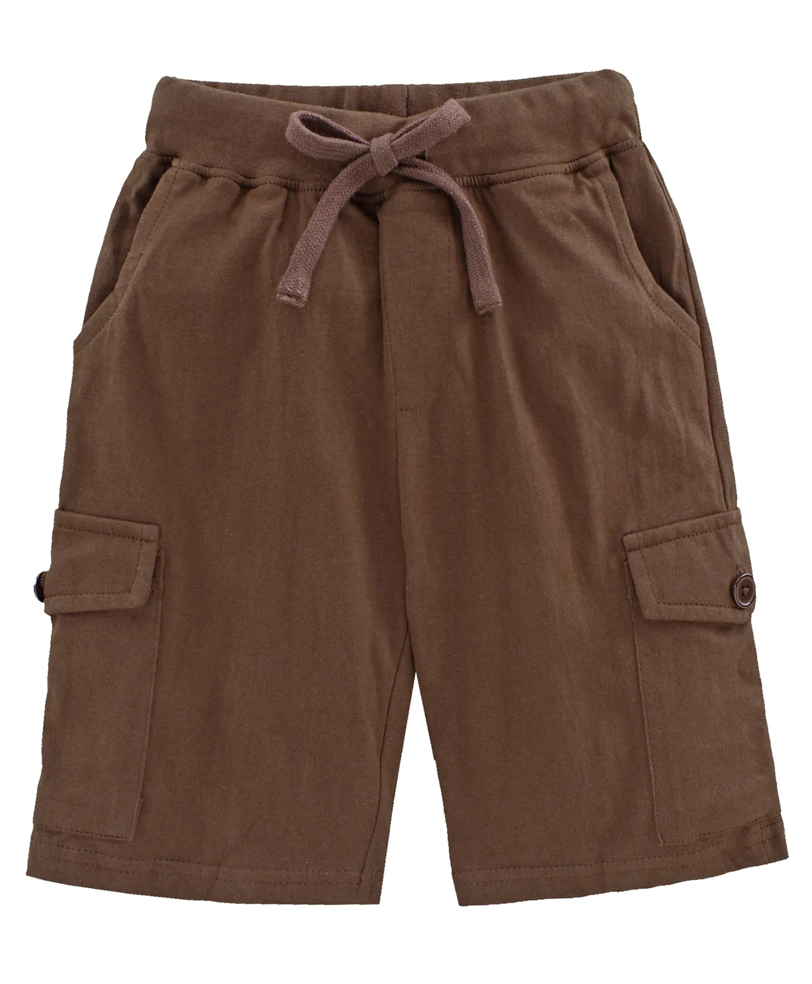 Boys Solid Knee Length Knit Cargo Shorts - Pack Of 2