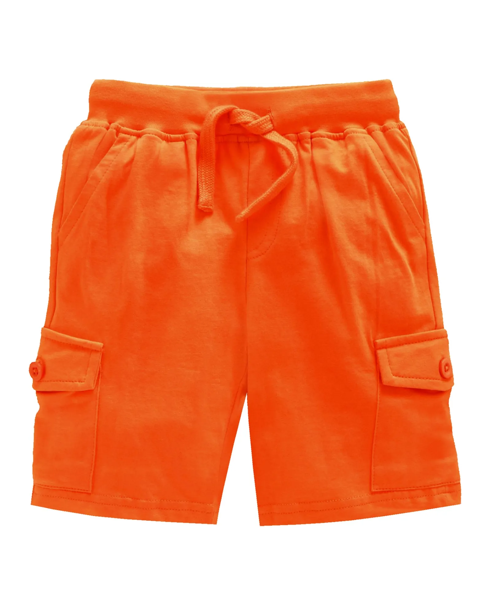 Boys Solid Knee Length Knit Cargo Shorts - Pack Of 2