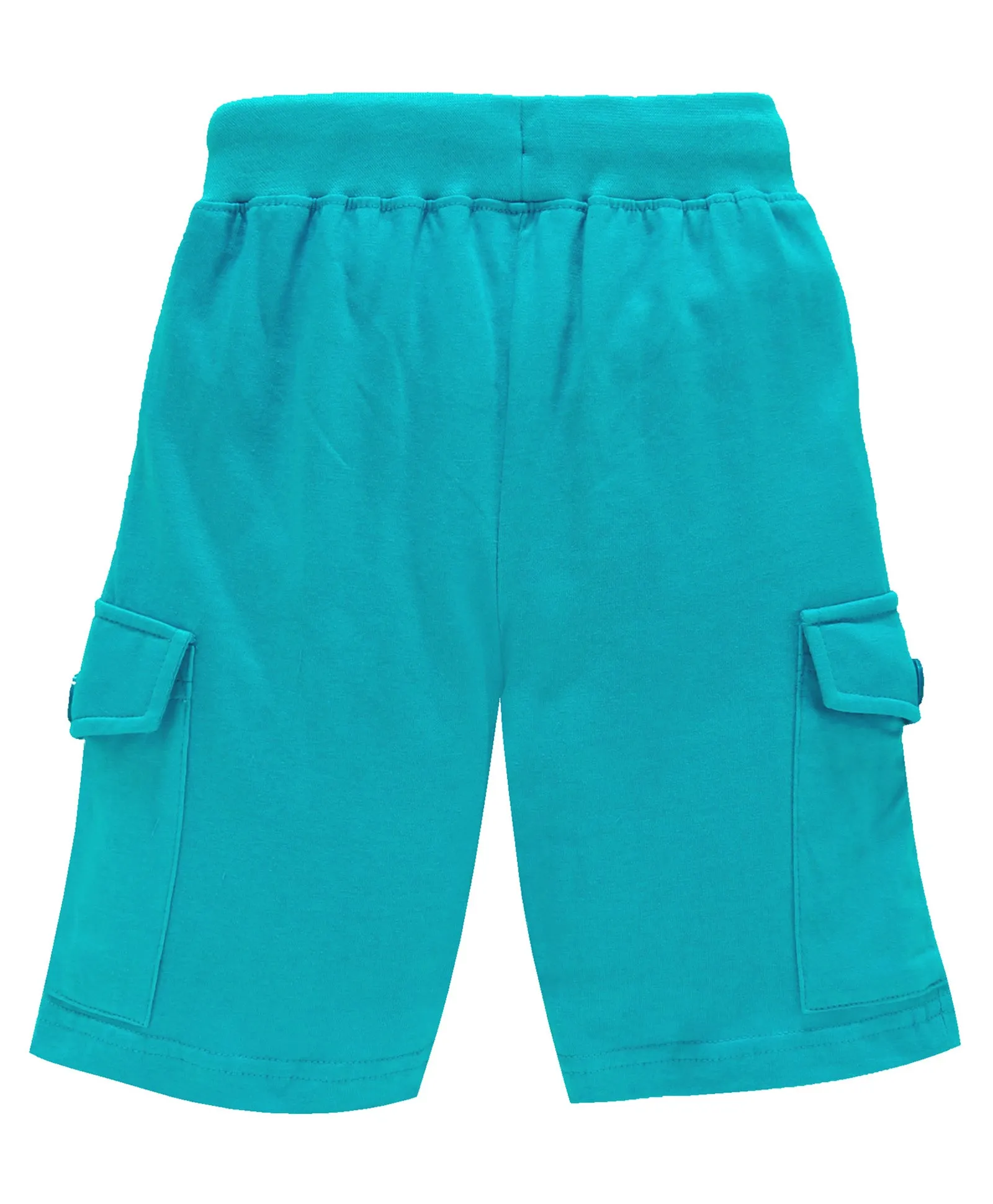 Boys Solid Knee Length Knit Cargo Shorts - Pack Of 2