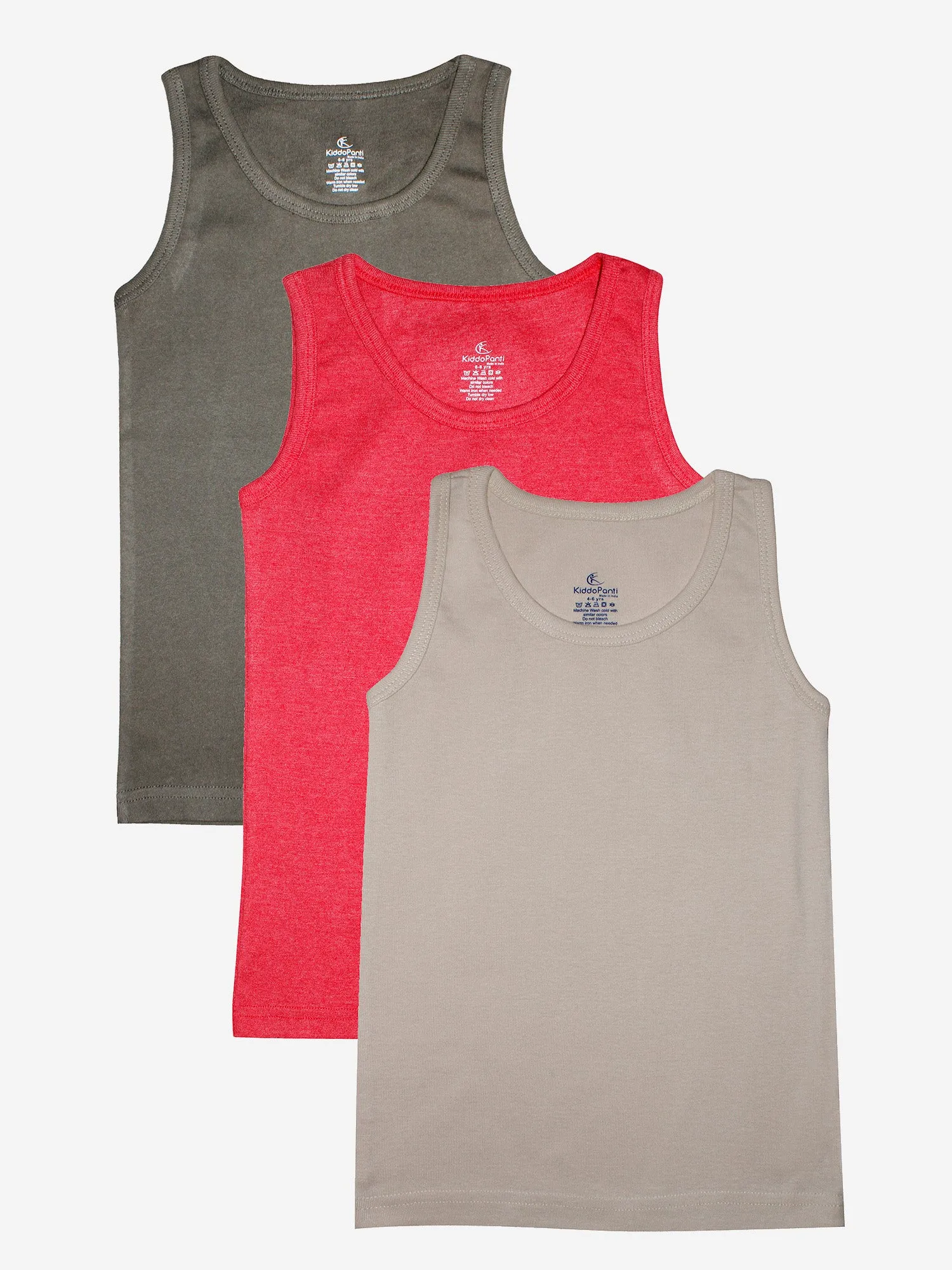 Boys Solid Rib Vest Pack Of 3