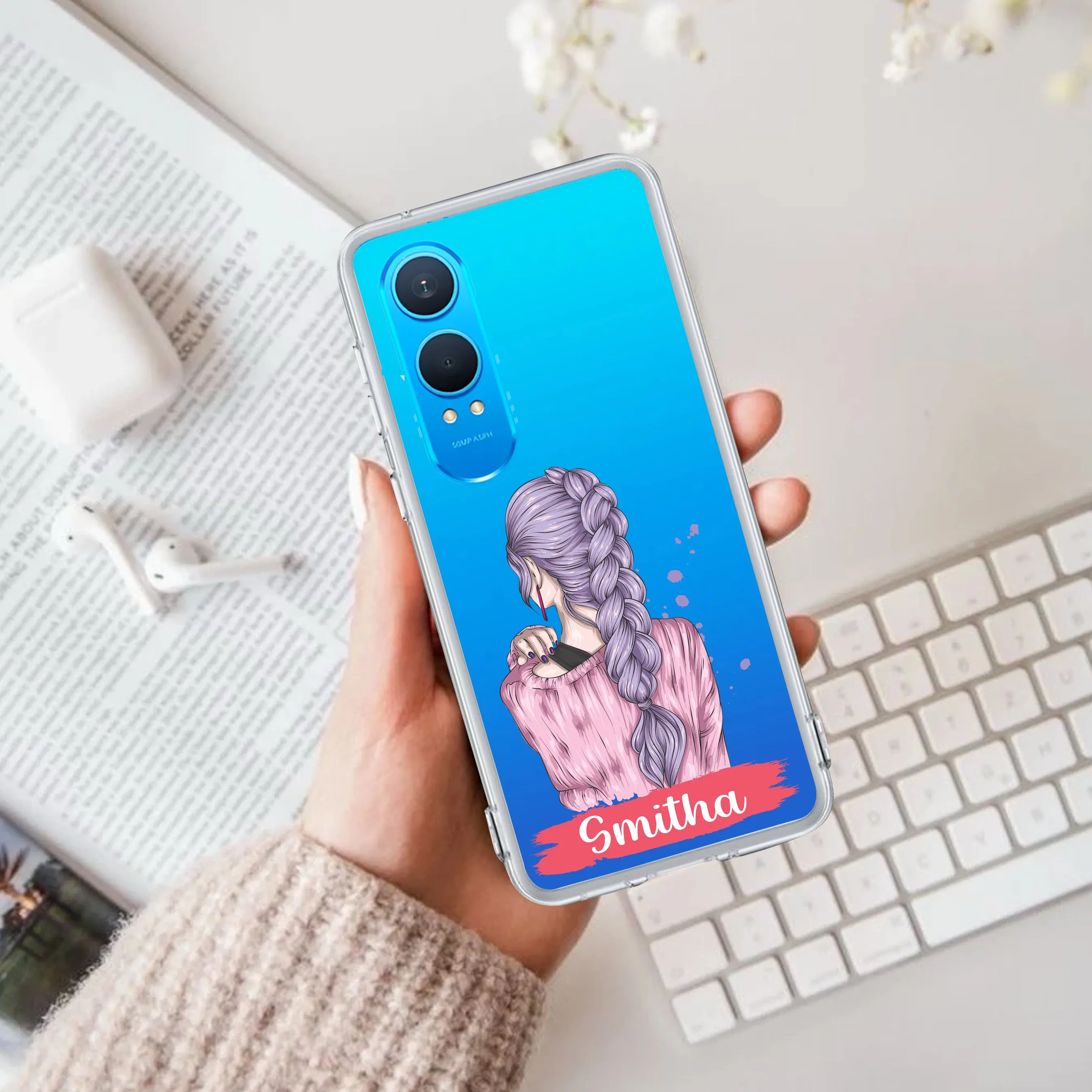 Braid Girl Customize Transparent Silicon Case For OnePlus