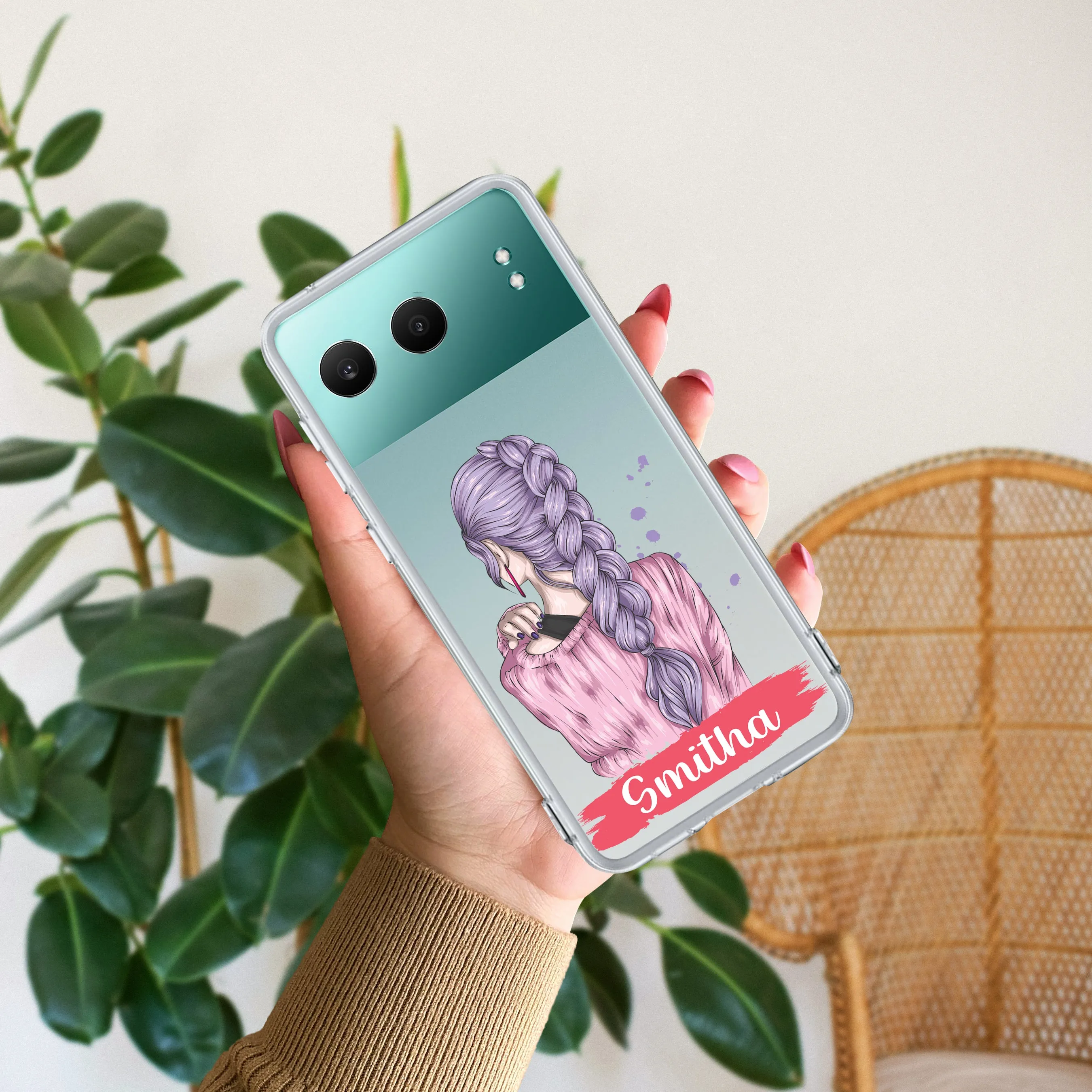 Braid Girl Customize Transparent Silicon Case For OnePlus