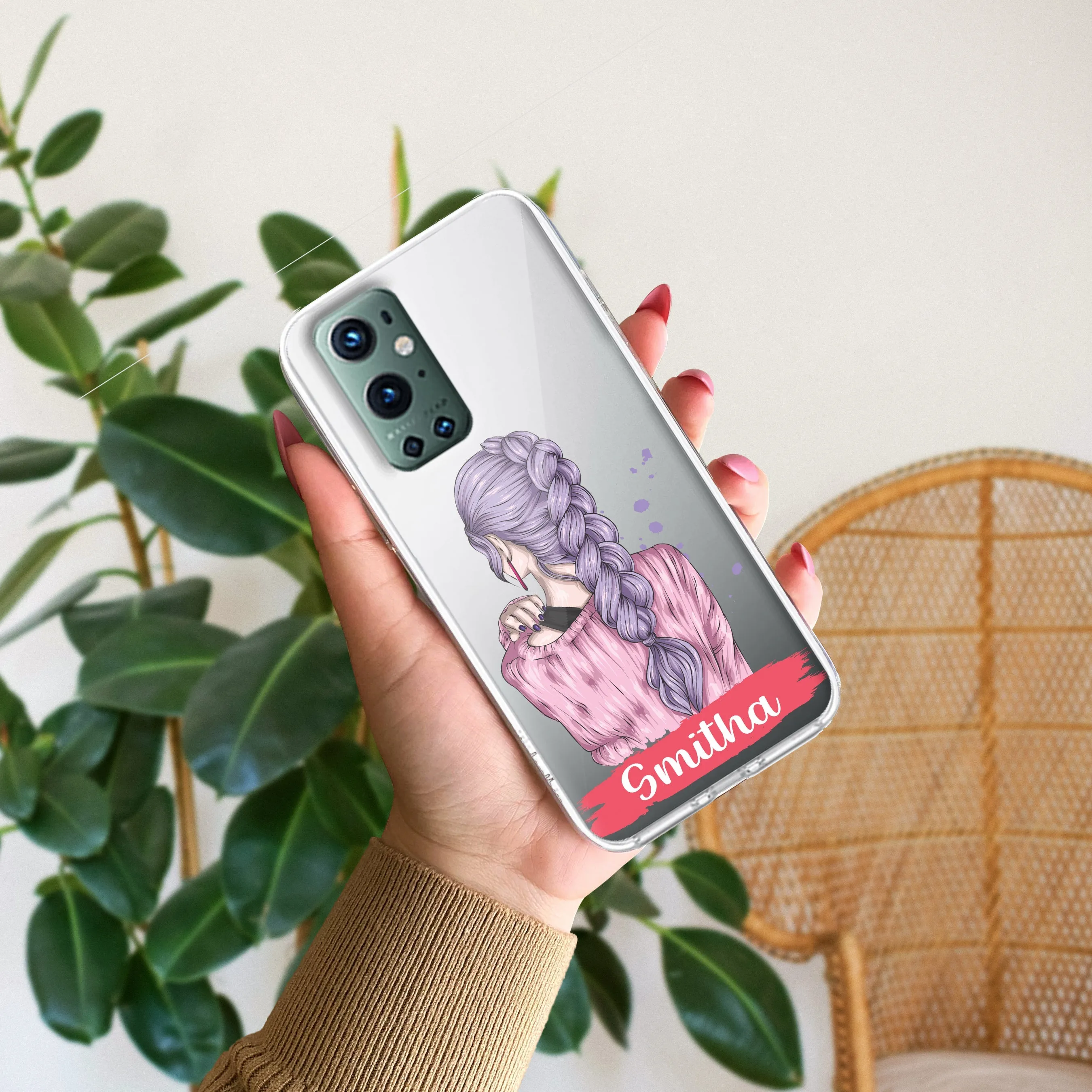 Braid Girl Customize Transparent Silicon Case For OnePlus